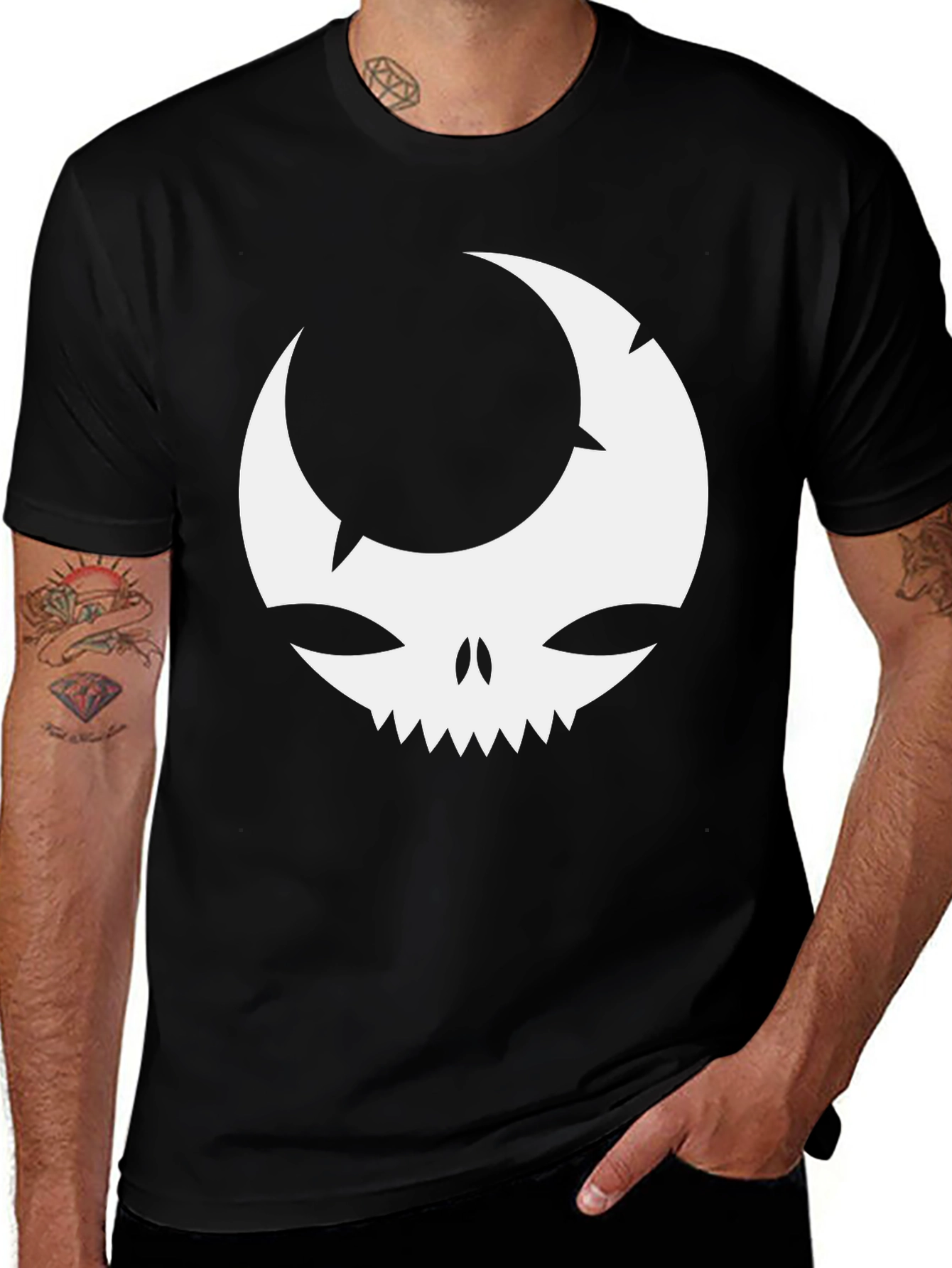 Moon Skull Graphic Black T-Shirt