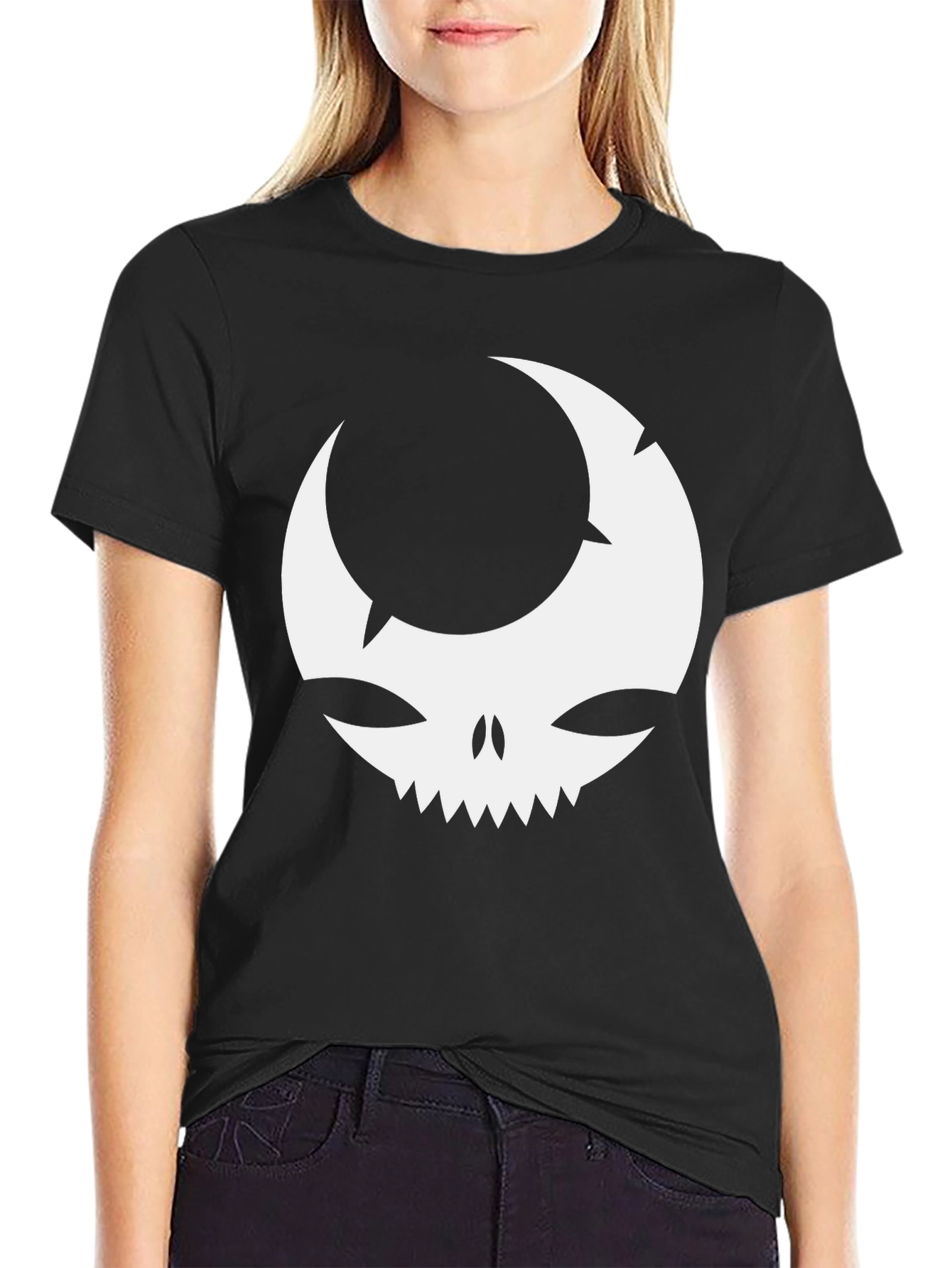 Moon Skull Graphic Black T-Shirt
