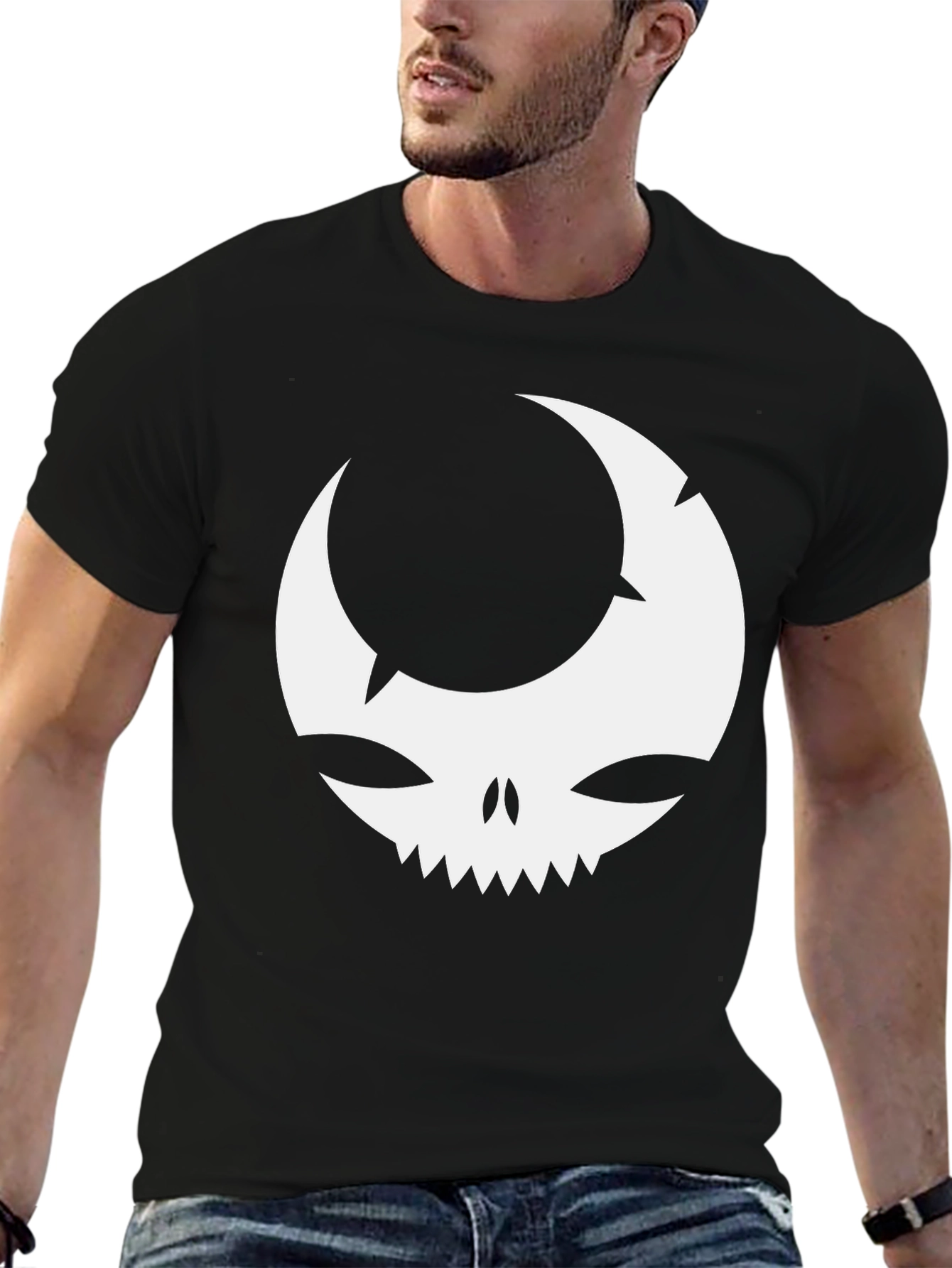 Moon Skull Graphic Black T-Shirt