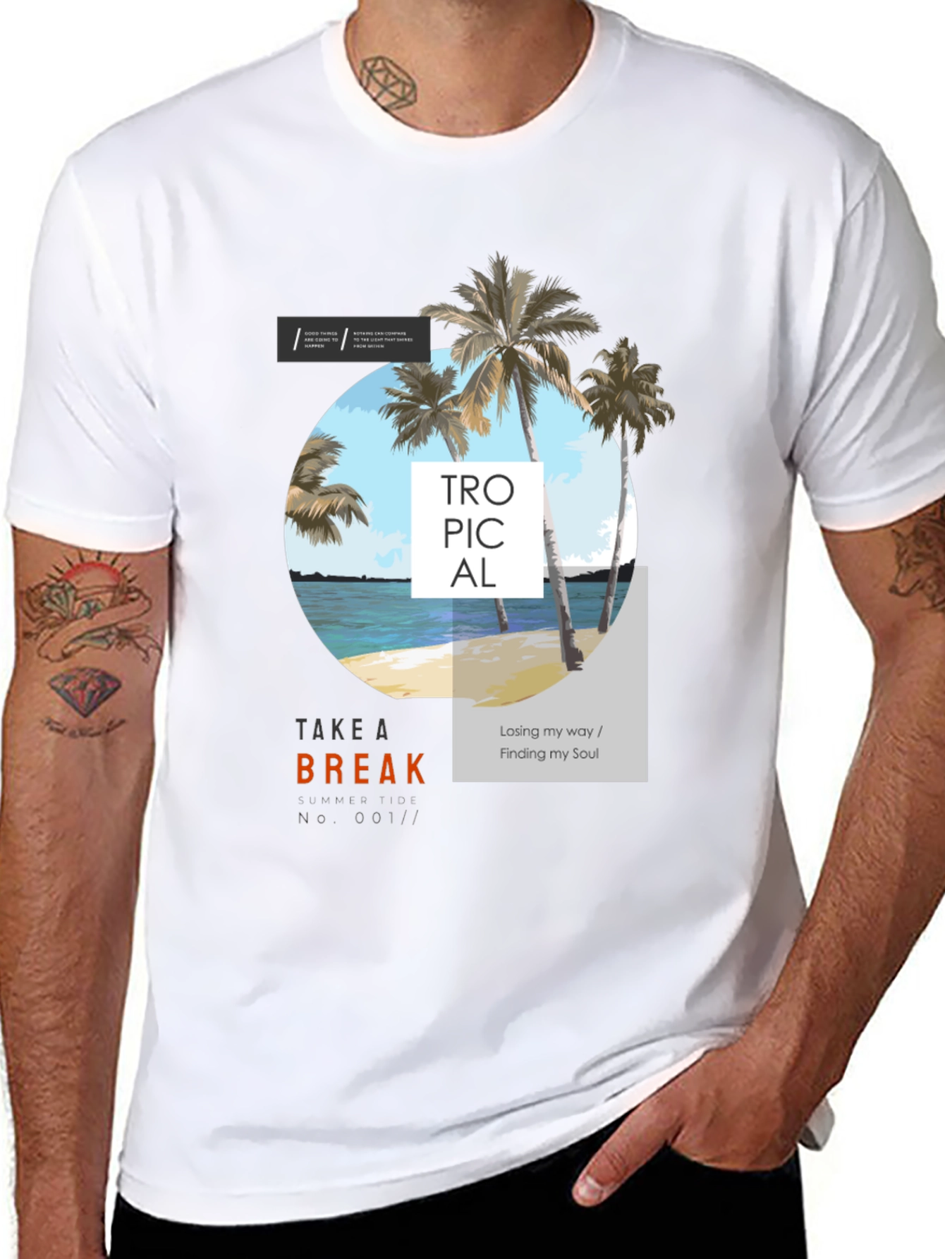 Tropical Beach Graphic Tee - Take a Break