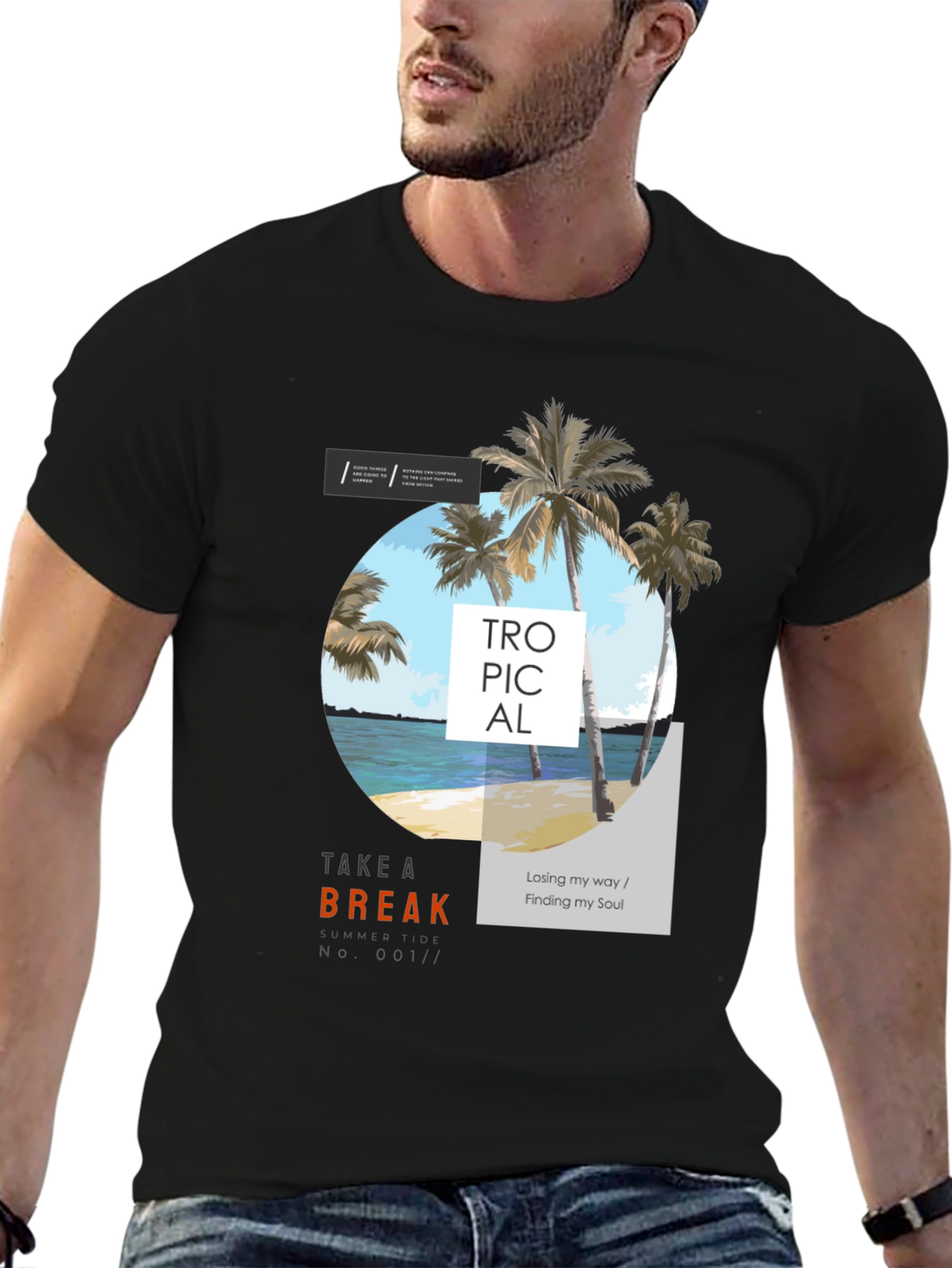 Tropical Beach Graphic Tee - Take a Break