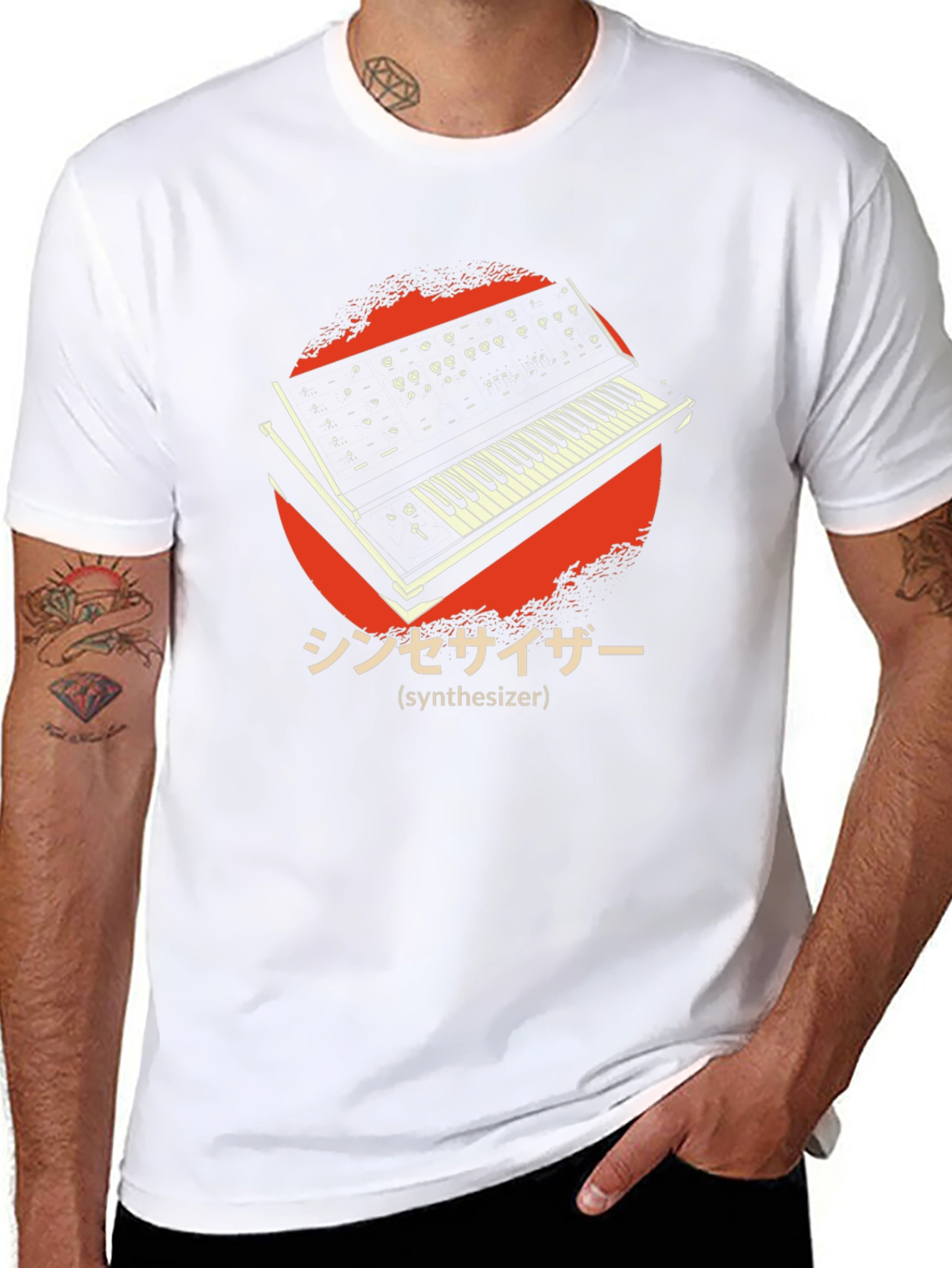 Retro Synthesizer Graphic T-Shirt - Black