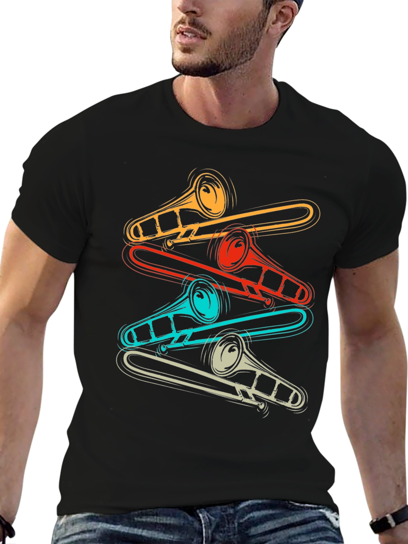 Retro Trombone Music Lover T-Shirt