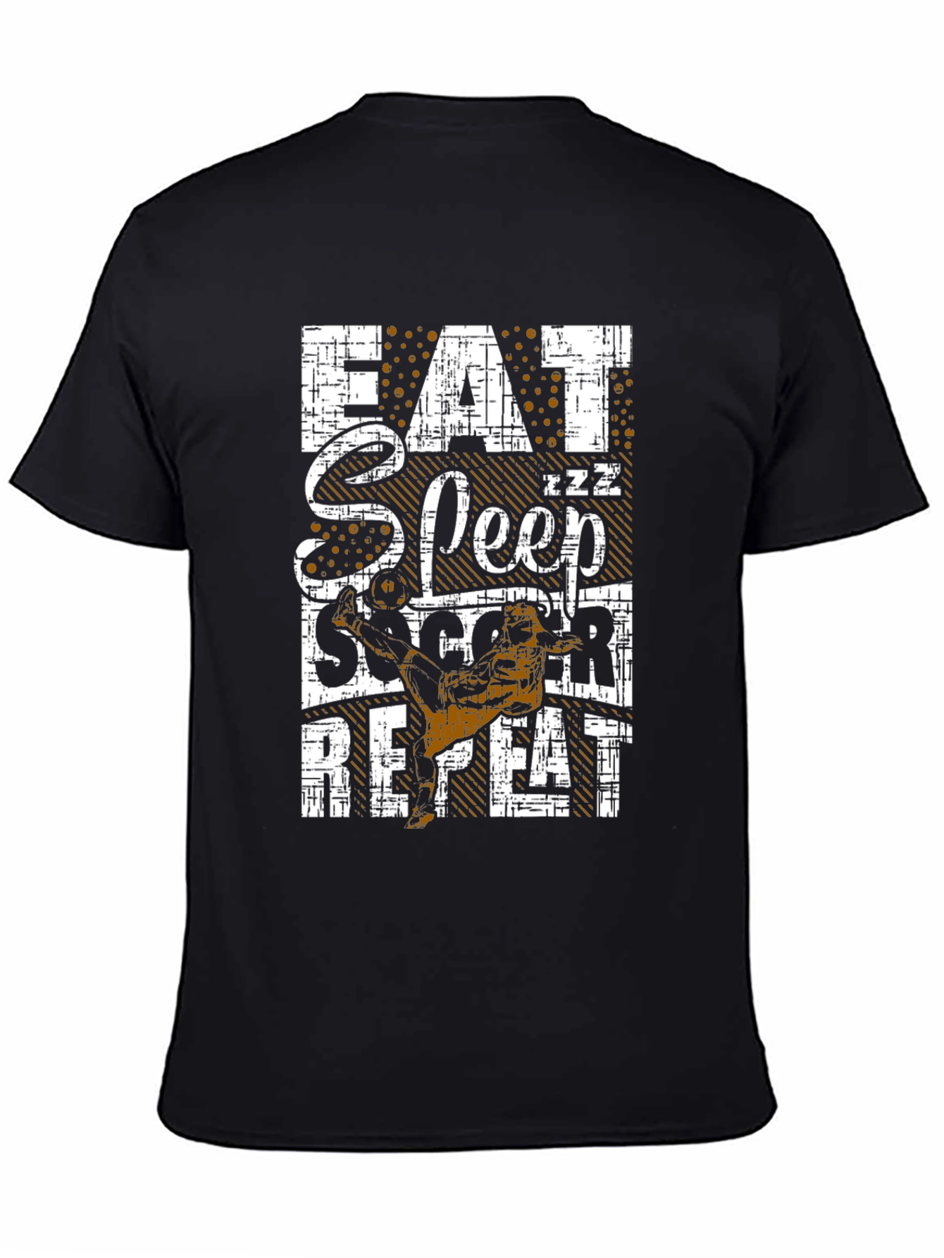 Eat Sleep Soccer Repeat Black Graphic T-Shirt