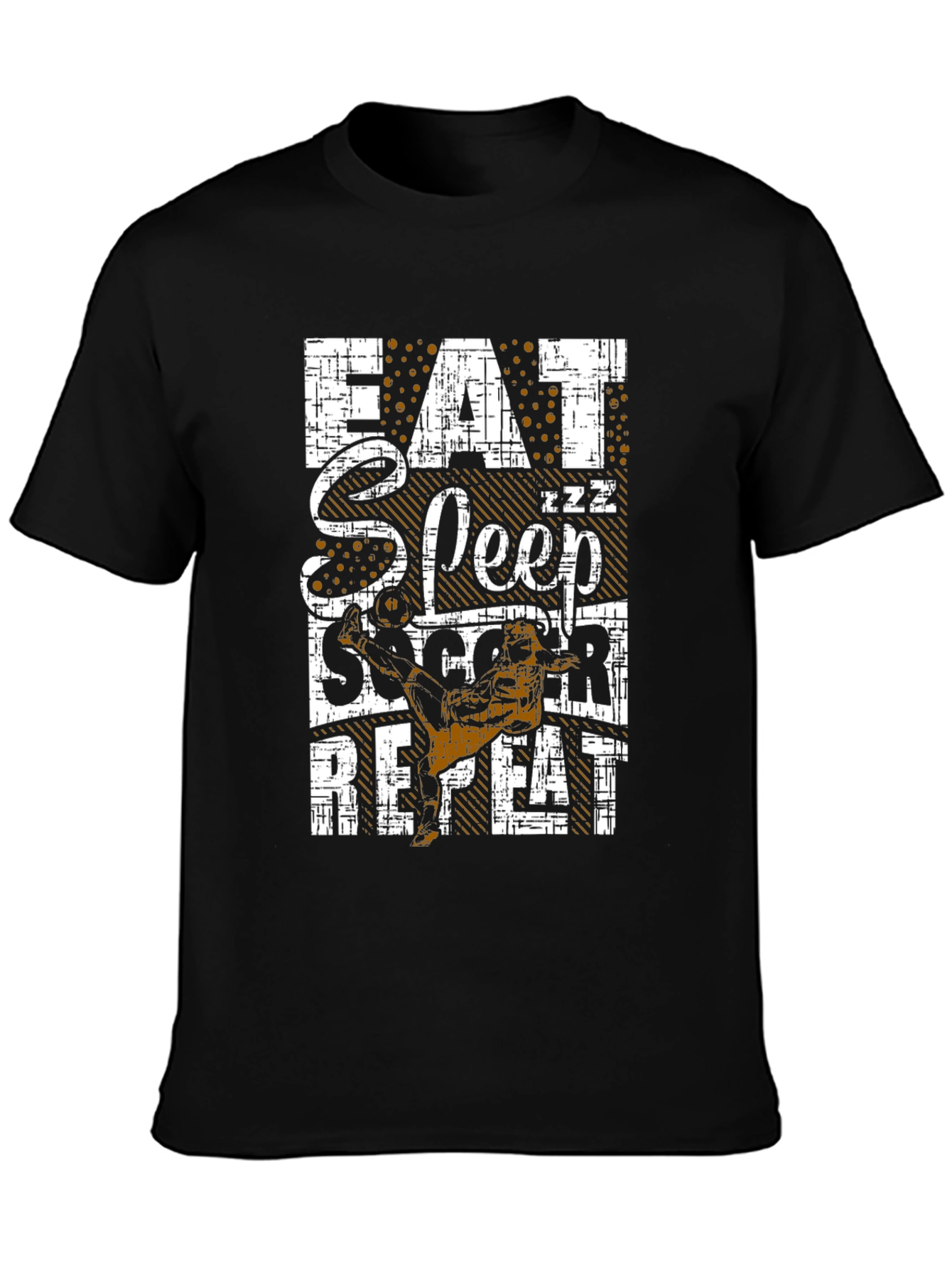 Eat Sleep Soccer Repeat Black Graphic T-Shirt
