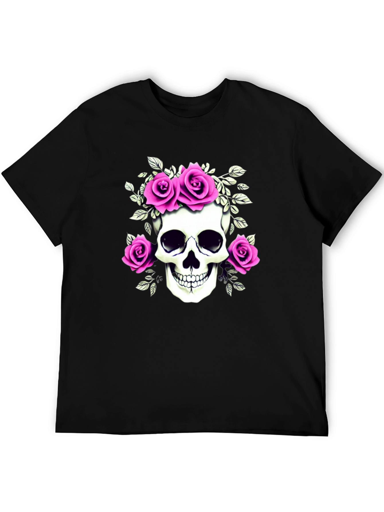 Skull & Roses Graphic T-Shirt - Black