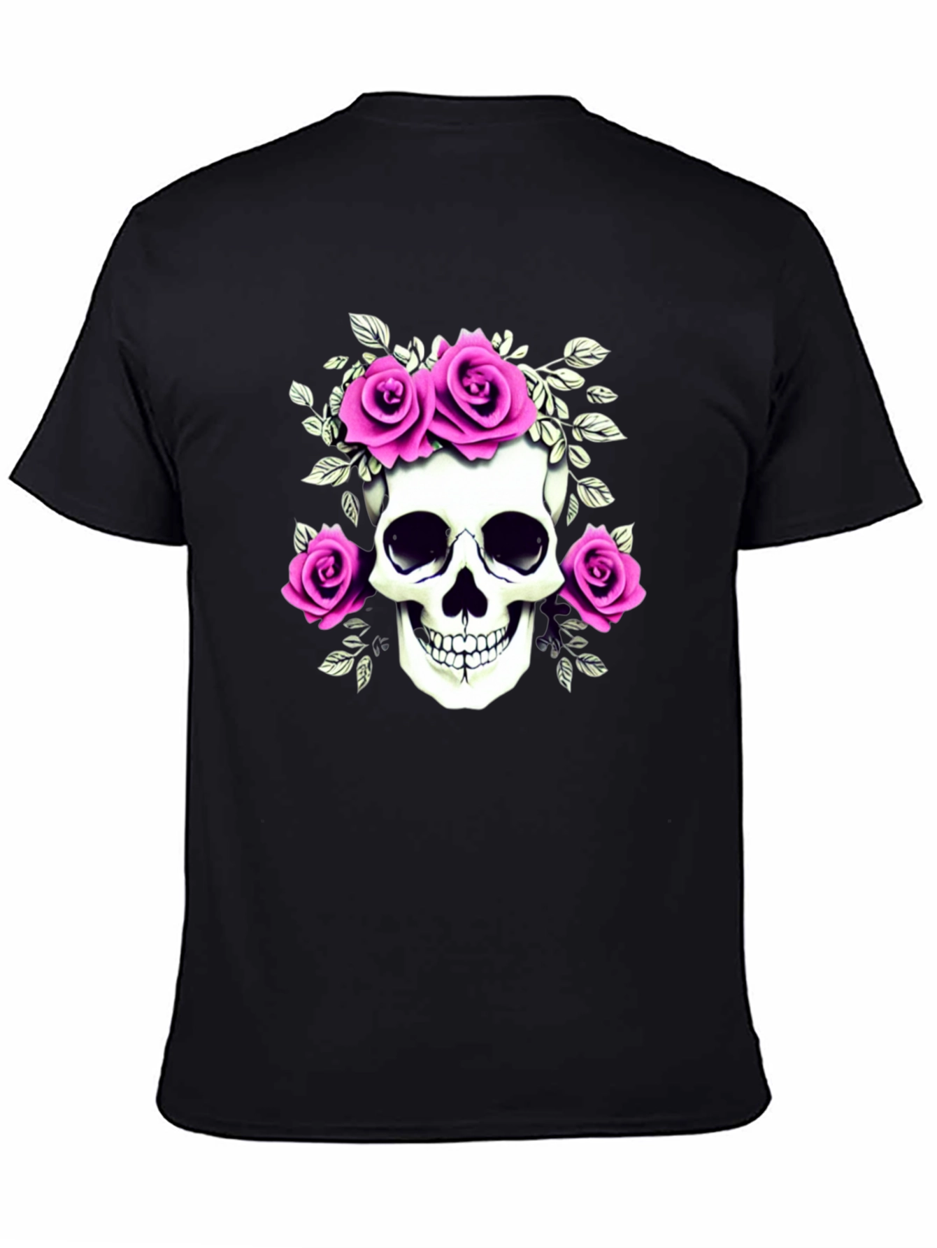 Skull & Roses Graphic T-Shirt - Black