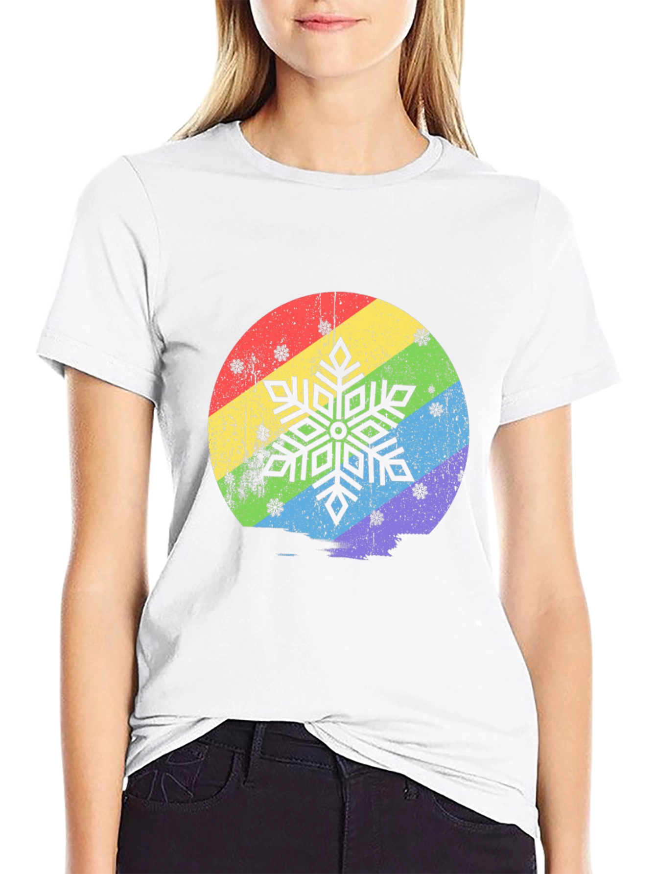 Rainbow Snowflake Graphic T-Shirt