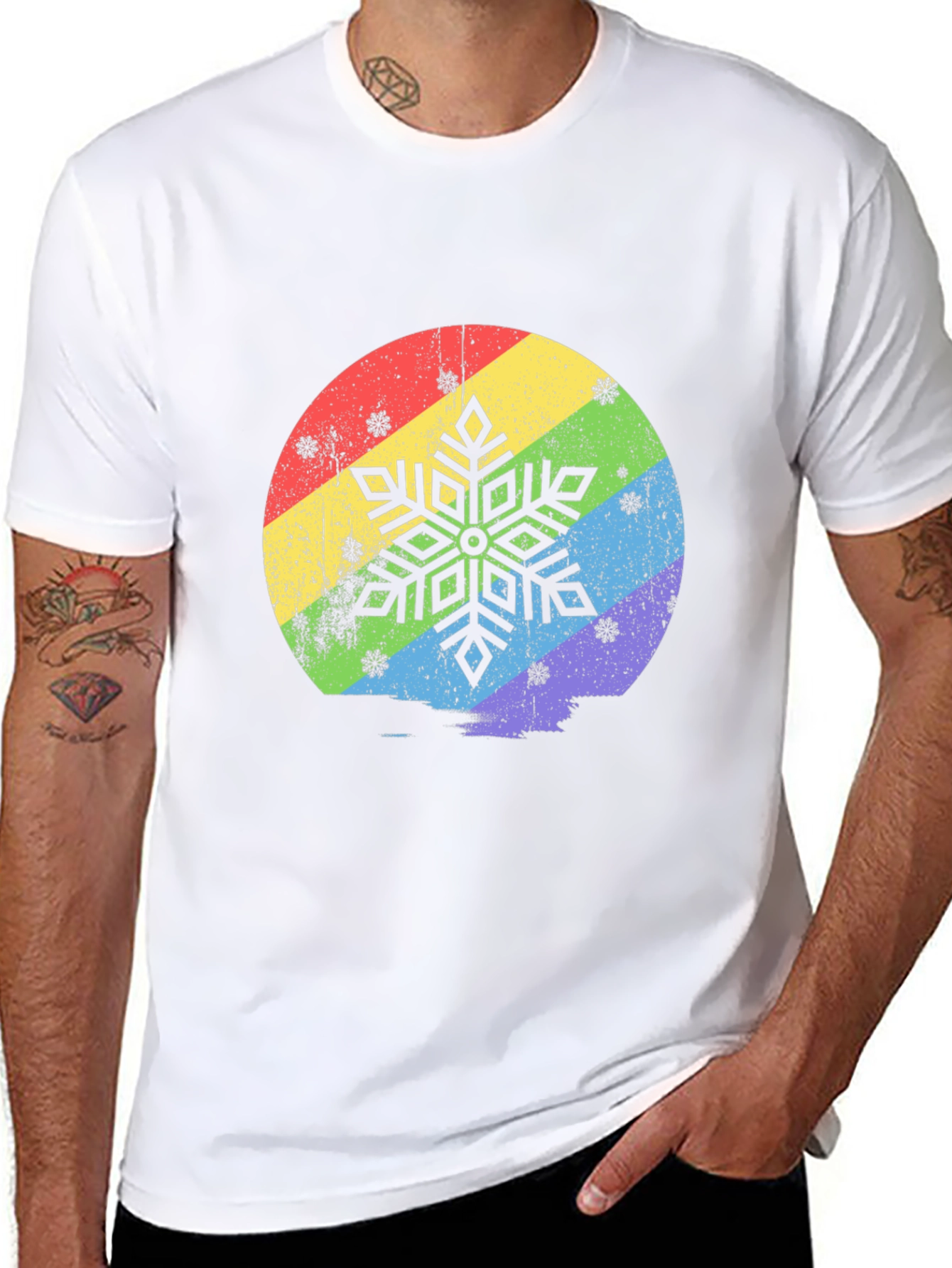 Rainbow Snowflake Graphic T-Shirt