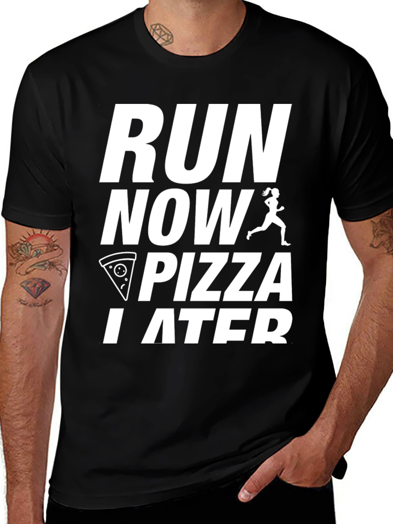 Run Now Pizza Later Graphic T-Shirt