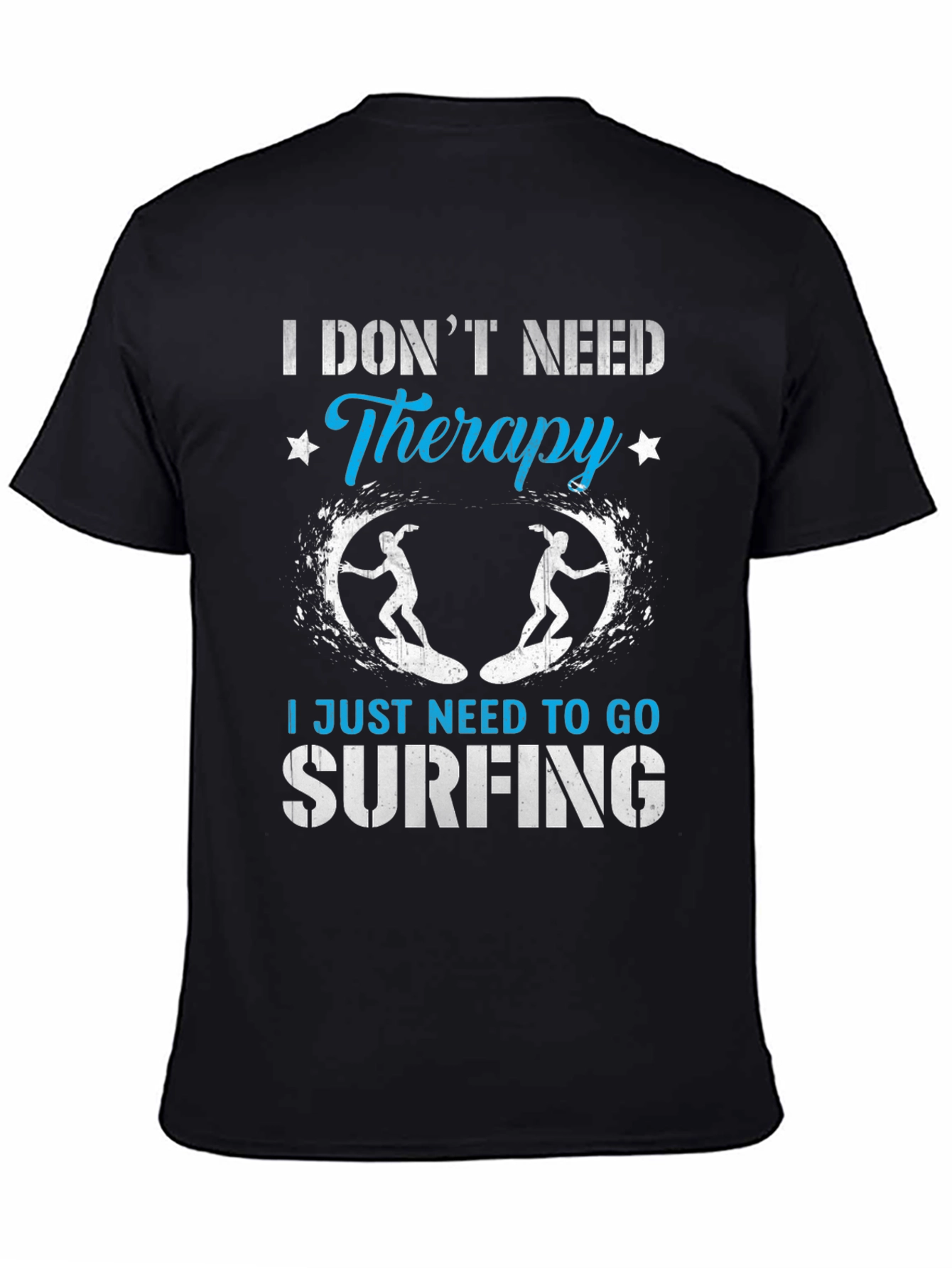 Surfing Therapy Graphic Tee - Black Cotton T-Shirt