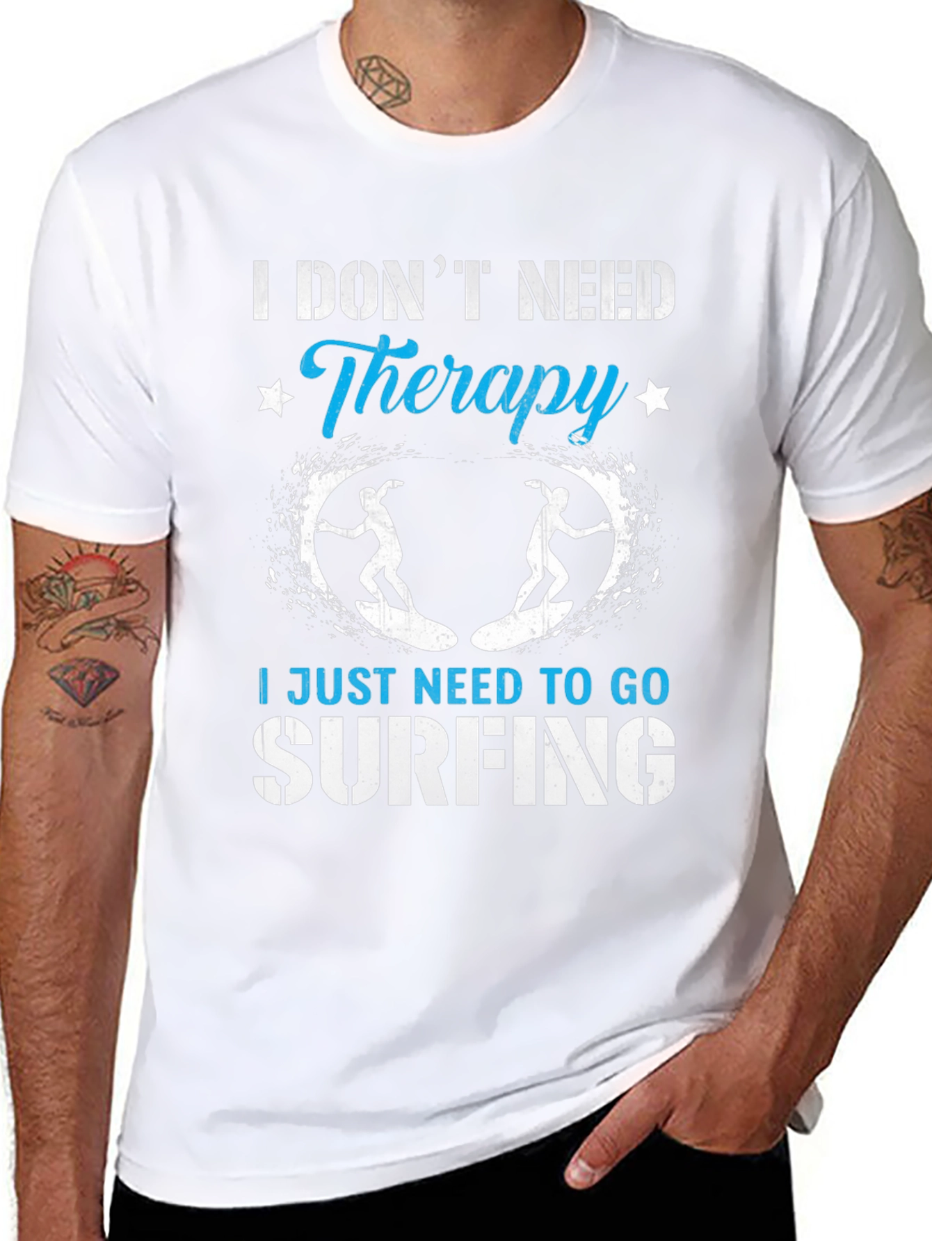 Surfing Therapy Graphic Tee - Black Cotton T-Shirt