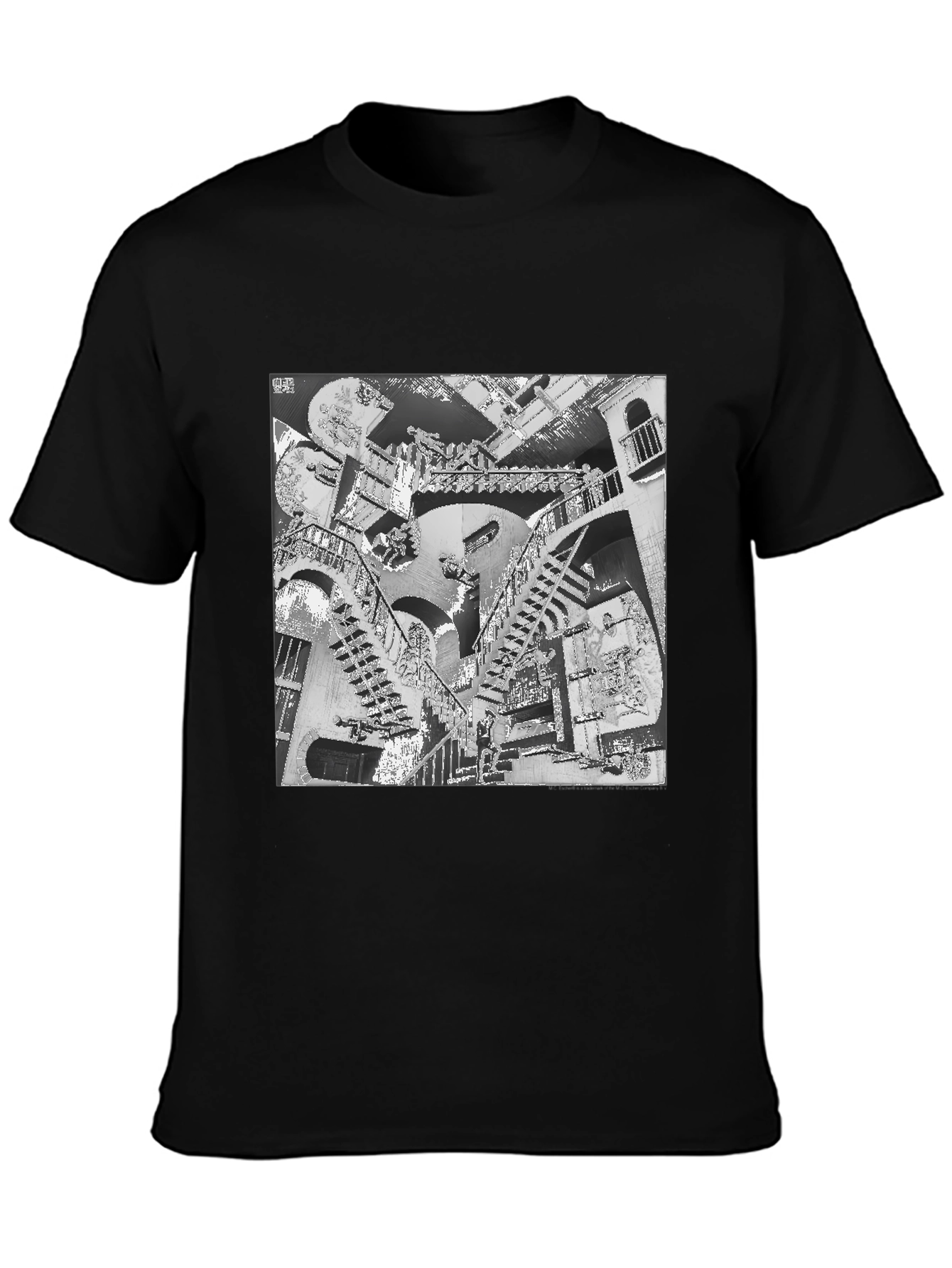Escher Stairs Black Graphic Tee