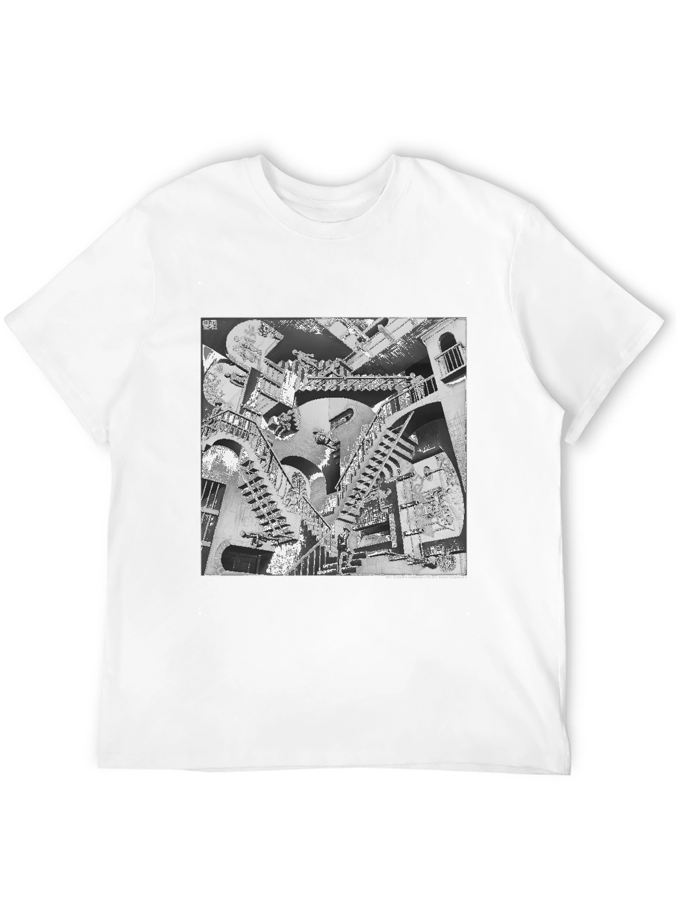 Escher Stairs Black Graphic Tee