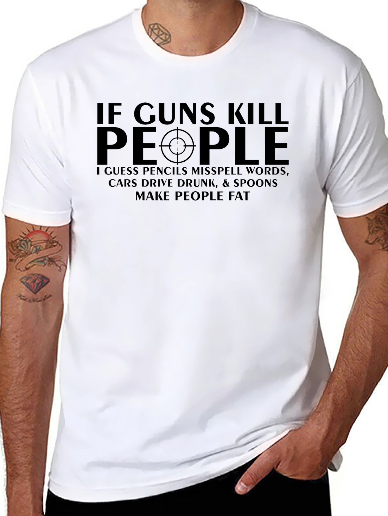 Humorous If Guns Kill People Graphic T-Shirt