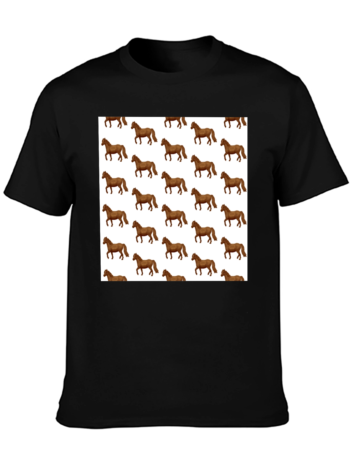 Novelty Horse Print Mens Black T-Shirt