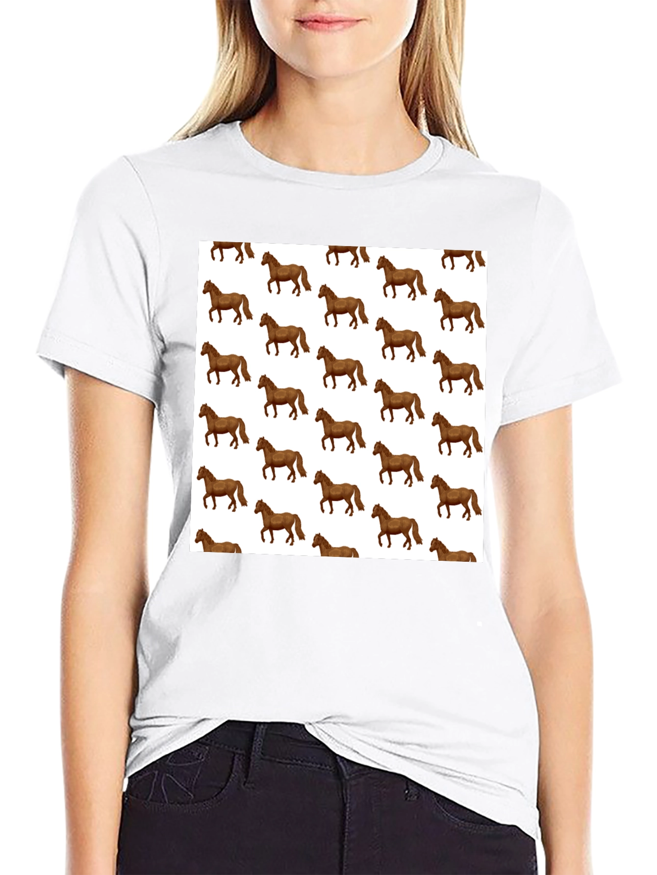 Novelty Horse Print Mens Black T-Shirt