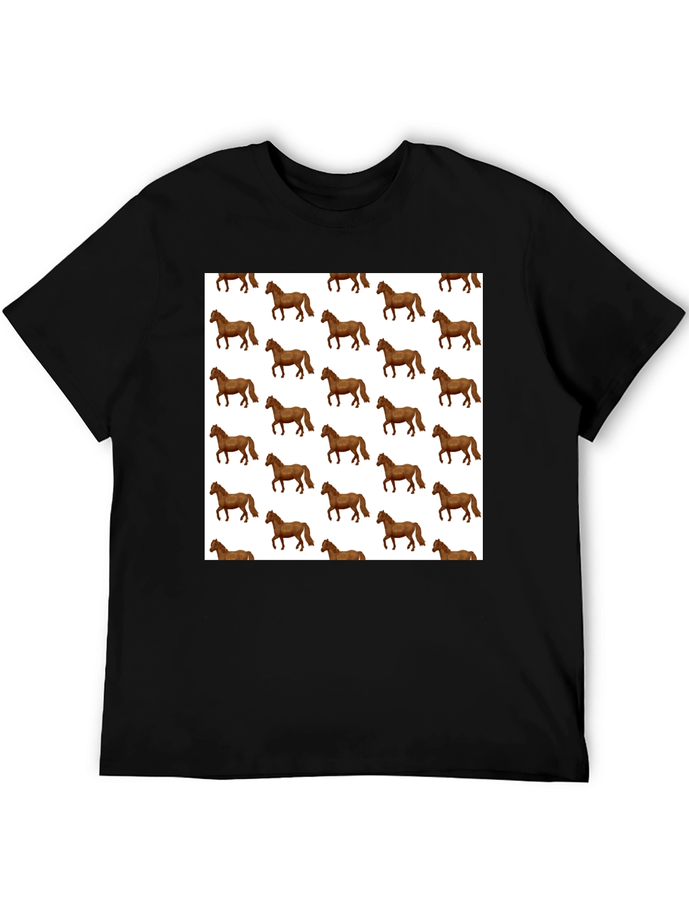 Novelty Horse Print Mens Black T-Shirt