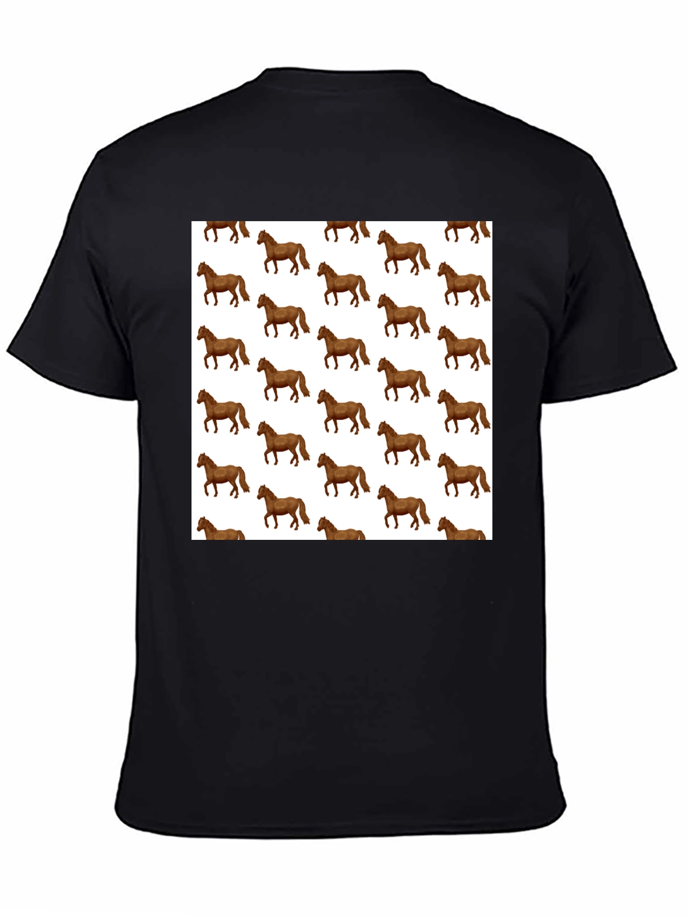 Novelty Horse Print Mens Black T-Shirt