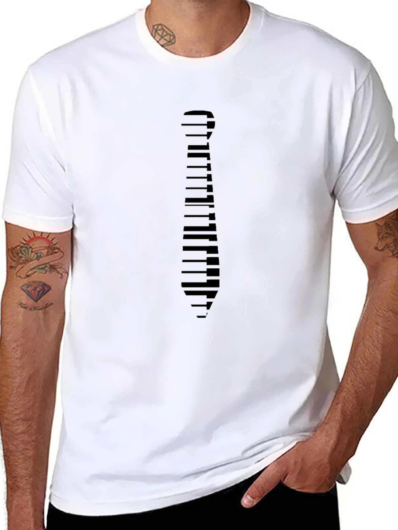 Piano Tie Graphic Black T-Shirt