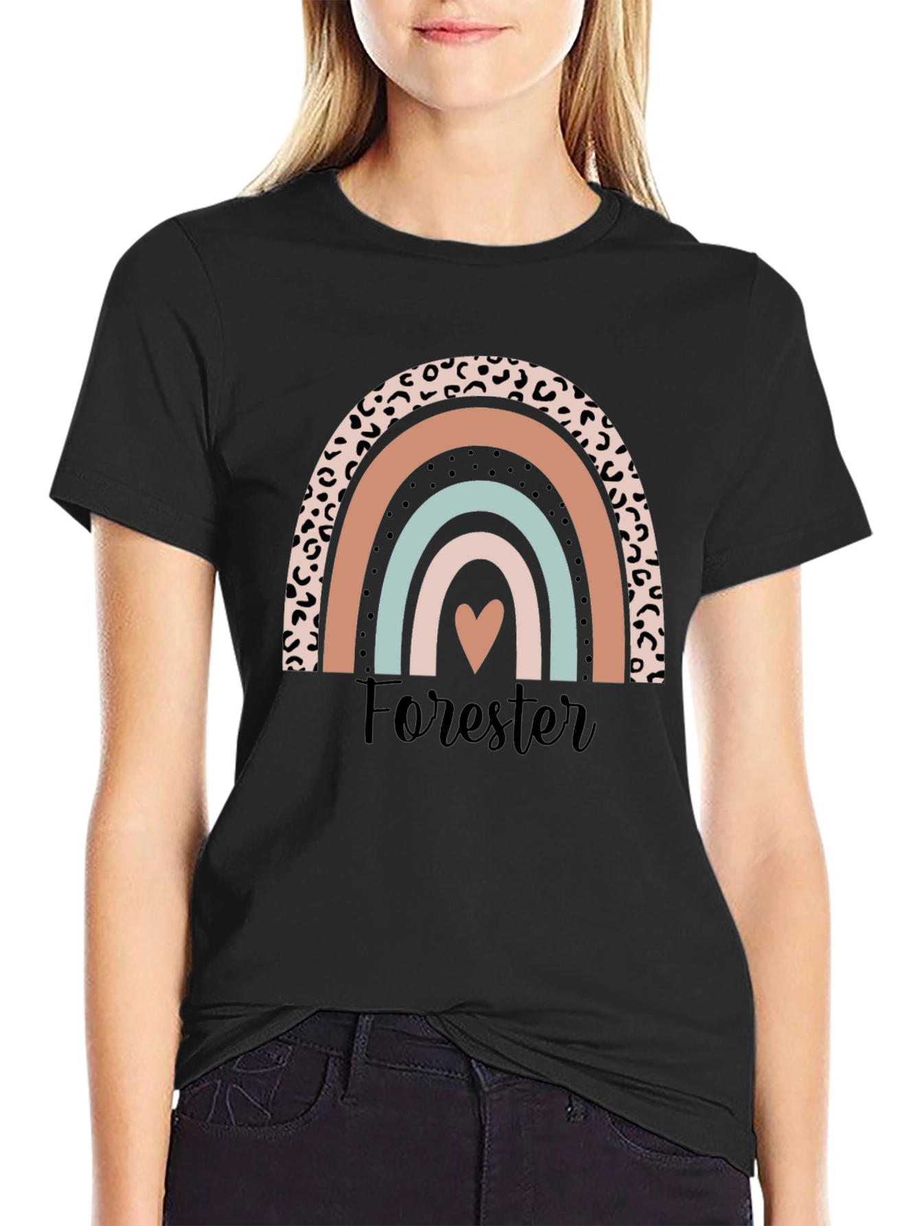 Forester Rainbow Heart Graphic Tee - Black