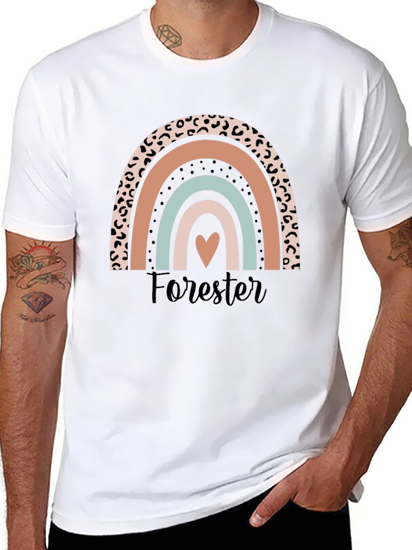 Forester Rainbow Heart Graphic Tee - Black