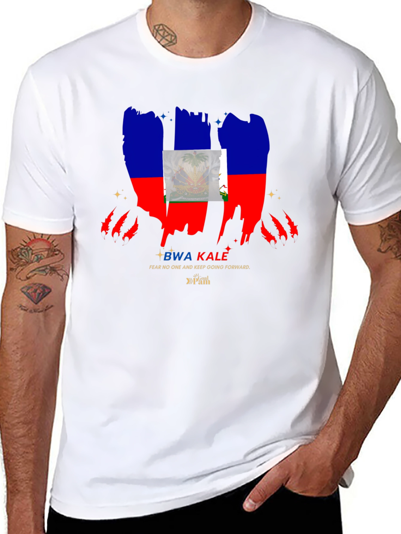 BWA KALE Haiti Flag T-Shirt - Fear None