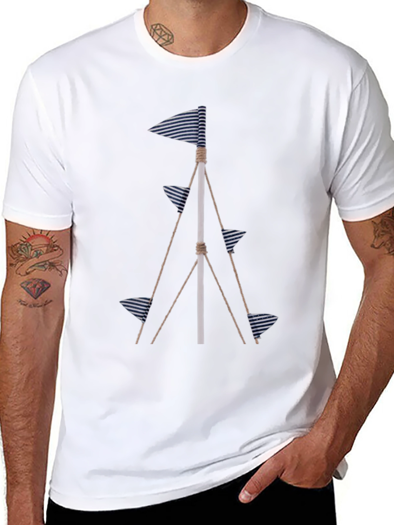 Nautical Flags Graphic Tee - Coastal Style