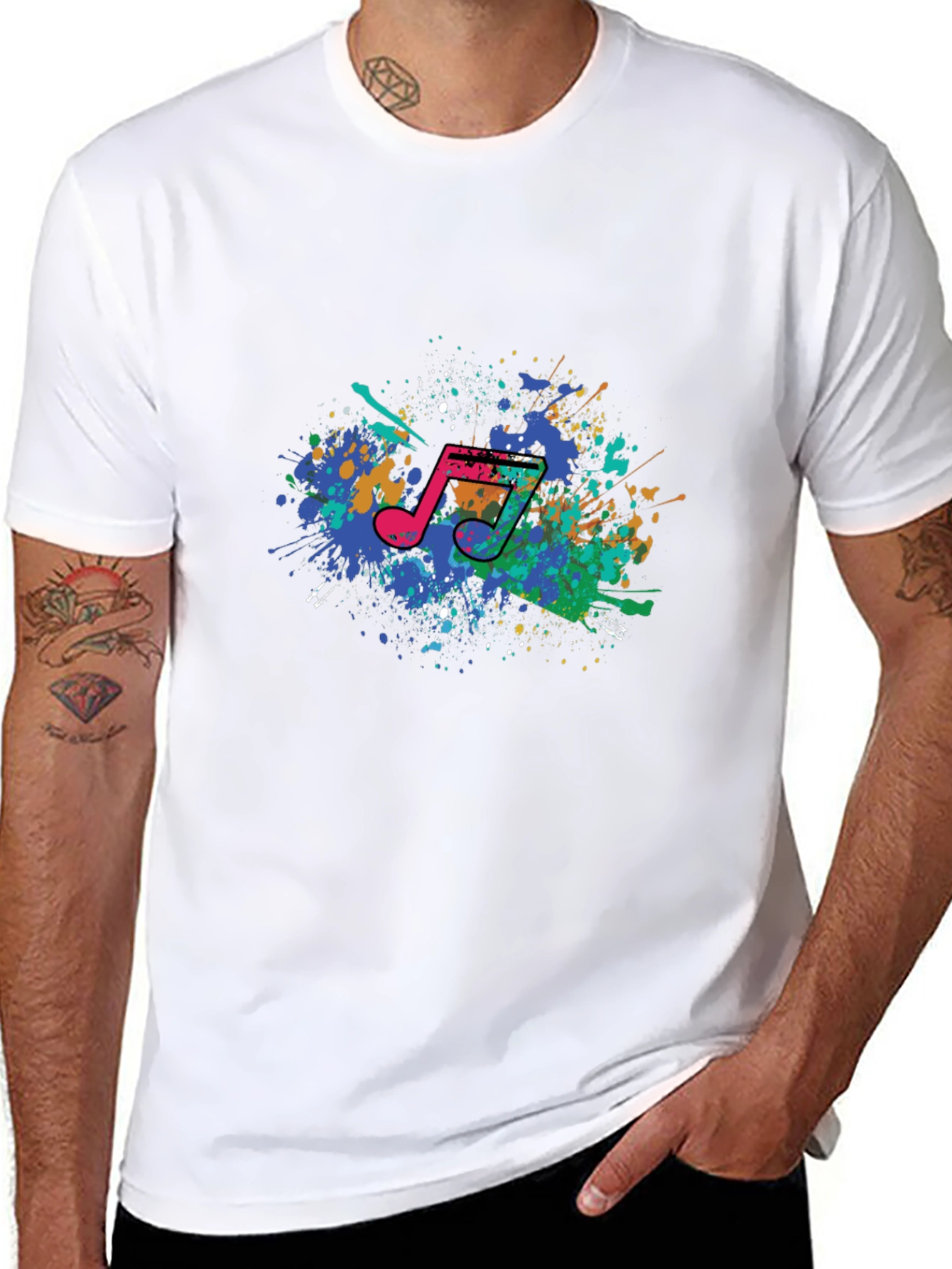 Music Note Splash Tee - Artistic Graphic T-Shirt
