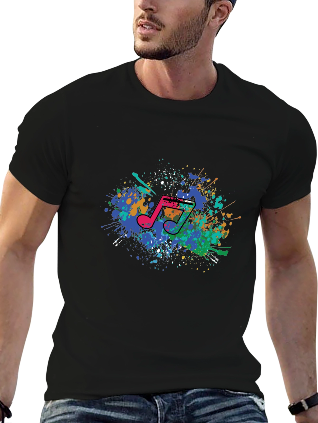 Music Note Splash Tee - Artistic Graphic T-Shirt