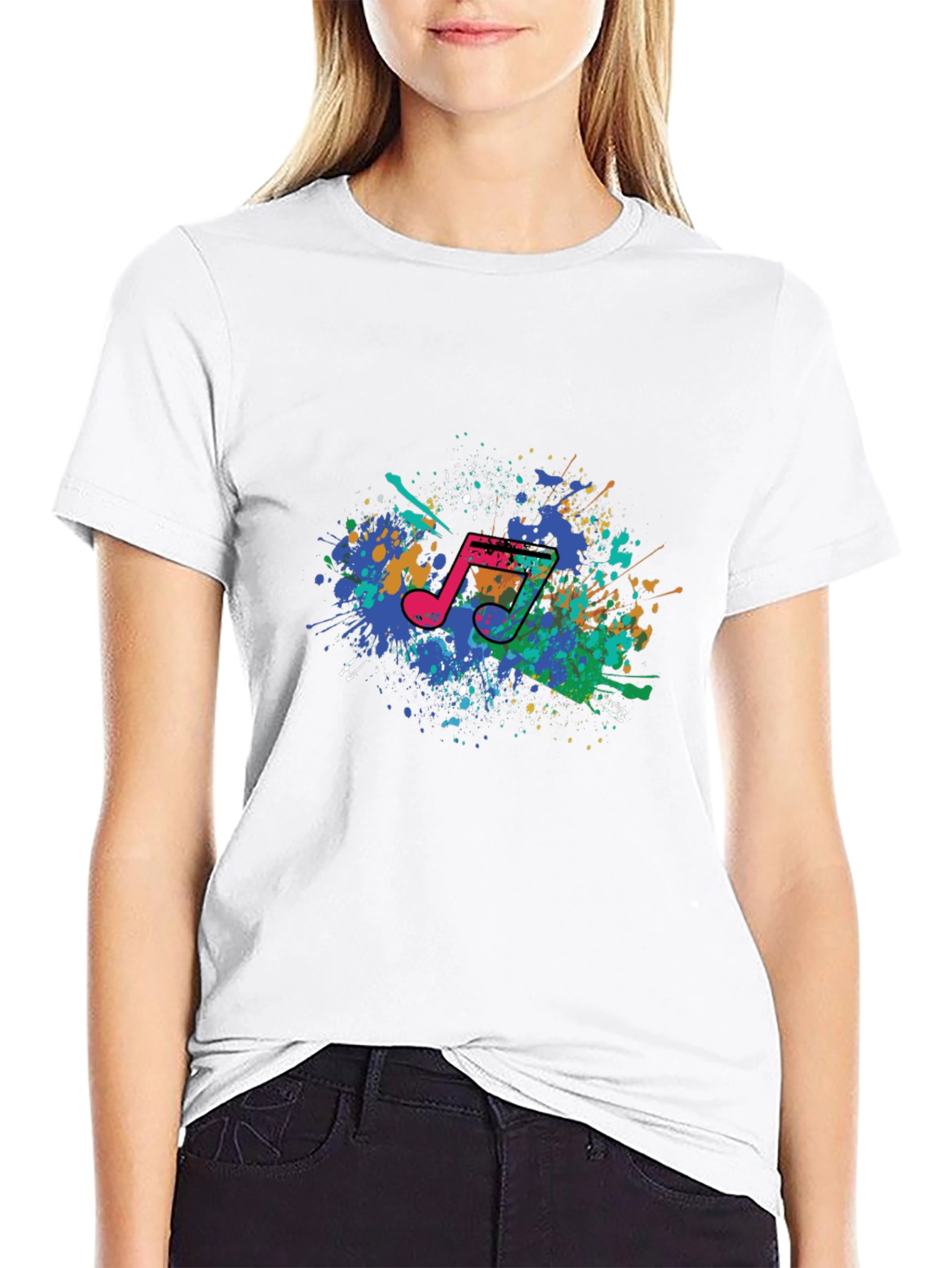 Music Note Splash Tee - Artistic Graphic T-Shirt