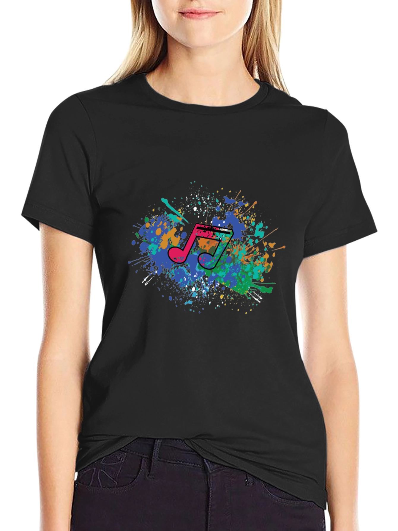Music Note Splash Tee - Artistic Graphic T-Shirt