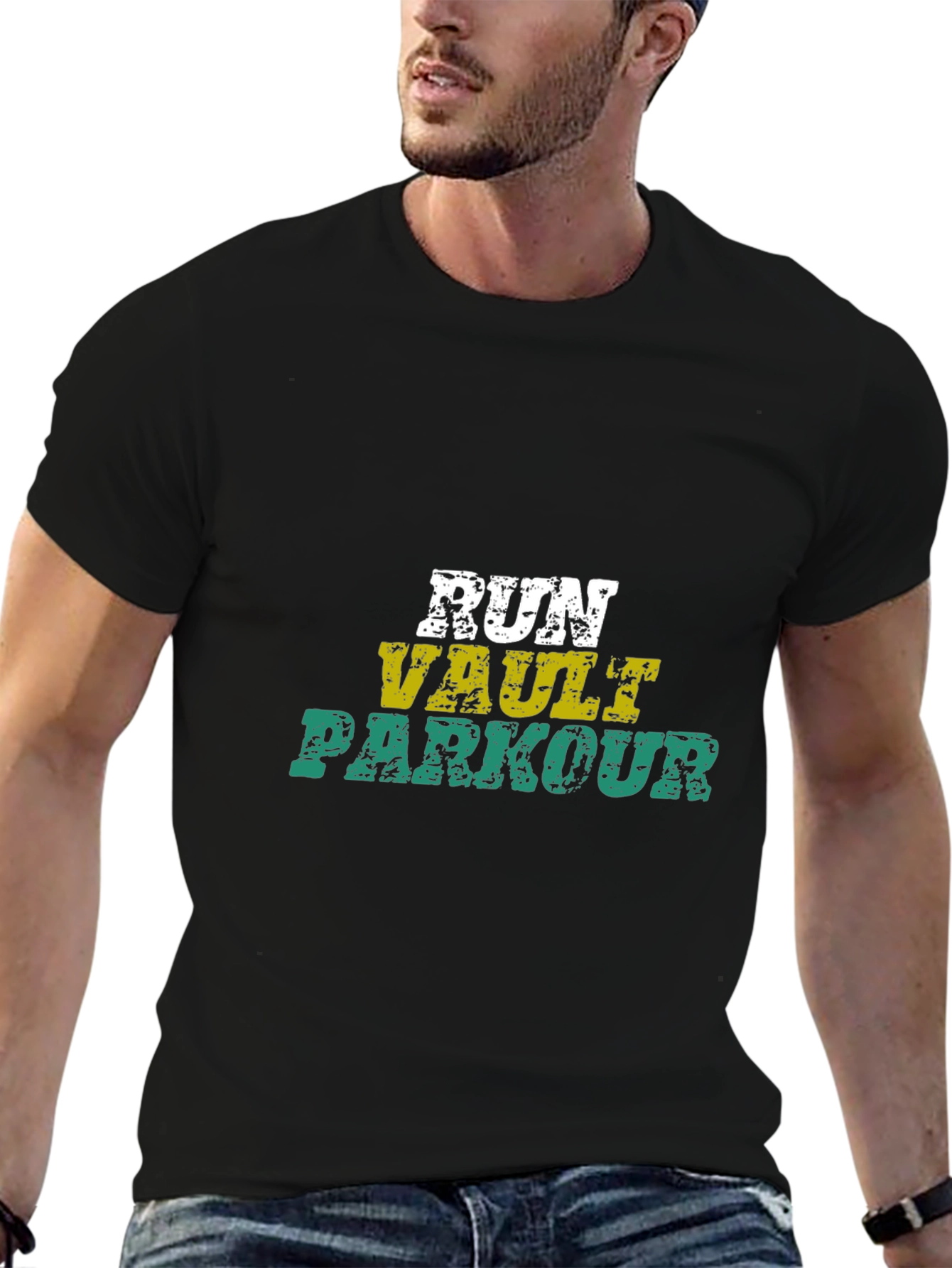 Run Vault Parkour Black Graphic Tee