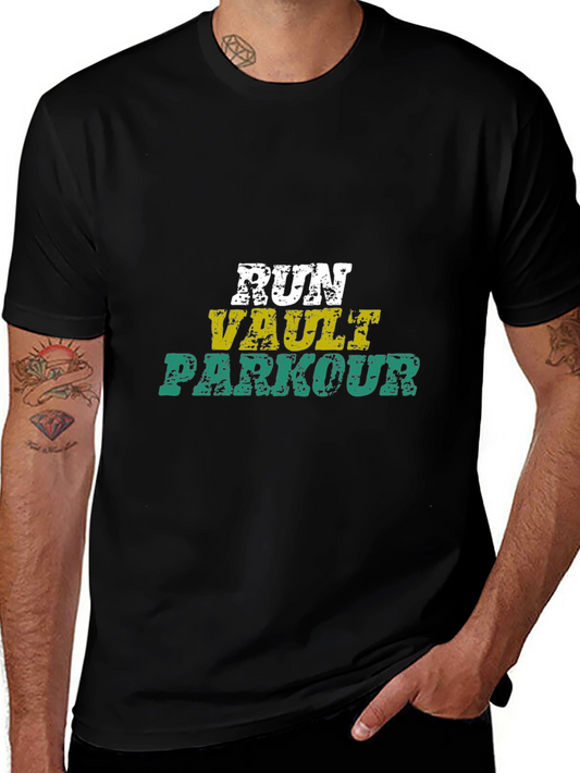 Run Vault Parkour Black Graphic Tee
