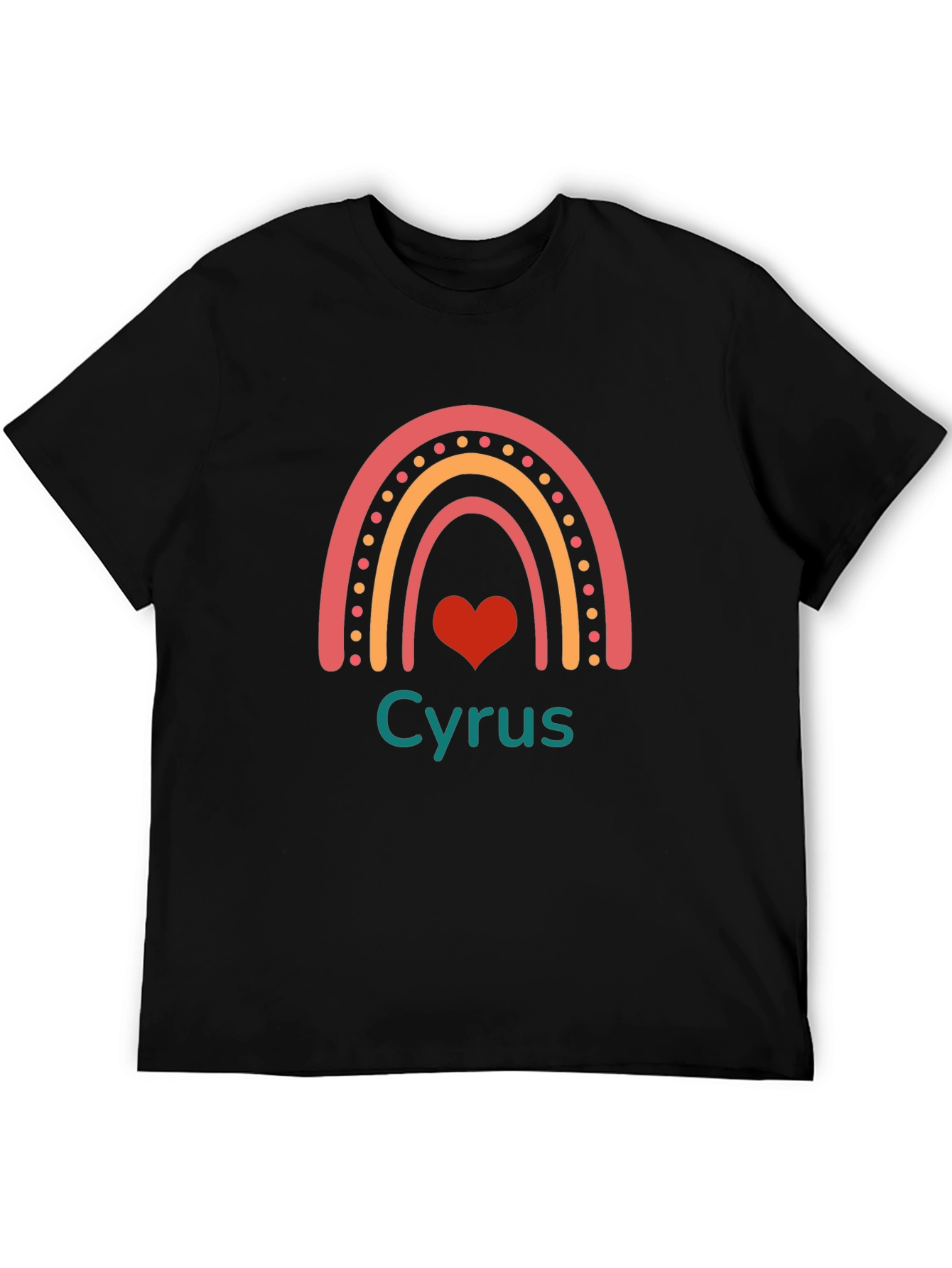 Cyrus Rainbow Heart Tee - Soft Black T-Shirt
