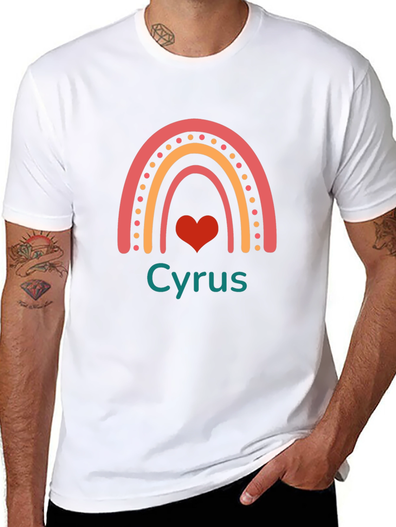 Cyrus Rainbow Heart Tee - Soft Black T-Shirt