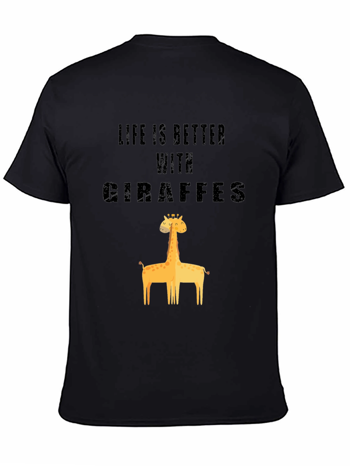 Life is Better With Giraffes Black Cotton Graphic Tee