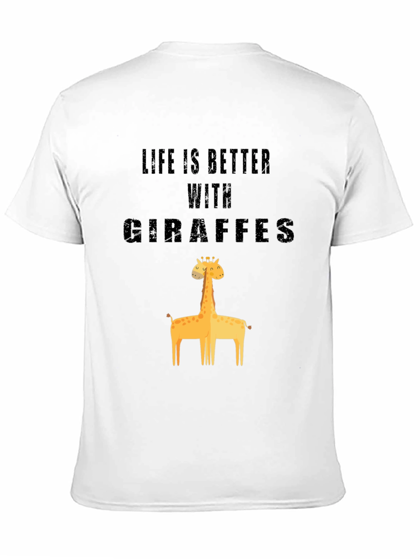 Life is Better With Giraffes Black Cotton Graphic Tee