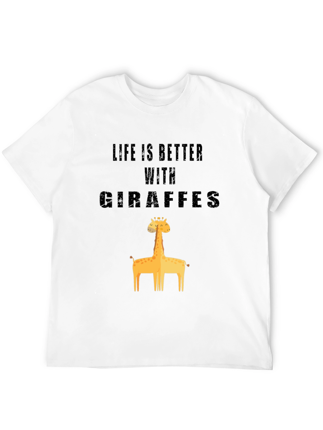 Life is Better With Giraffes Black Cotton Graphic Tee