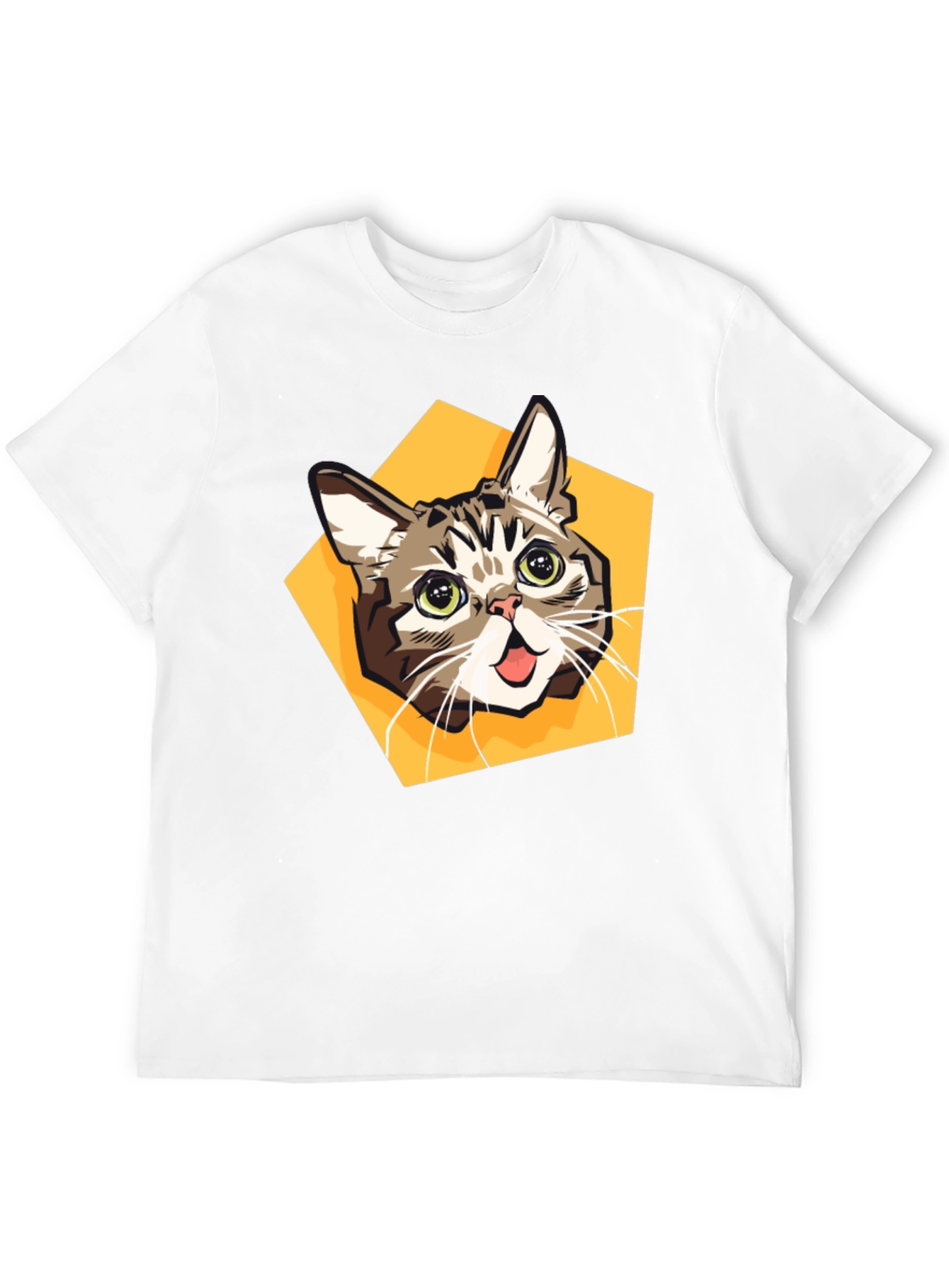 Cartoon Cat Graphic Tee - Black