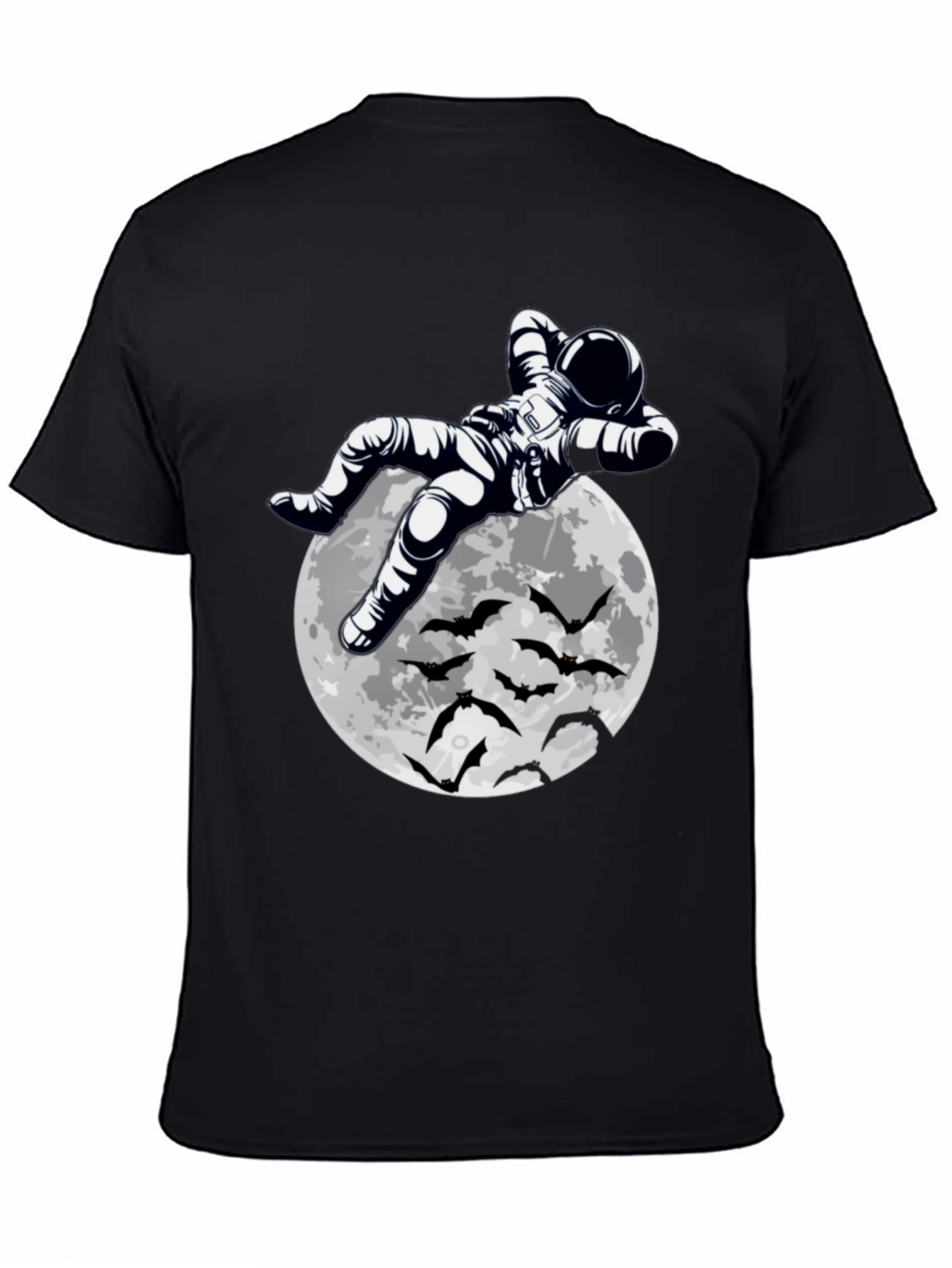Astronaut Moon & Bats Graphic Print T-Shirt