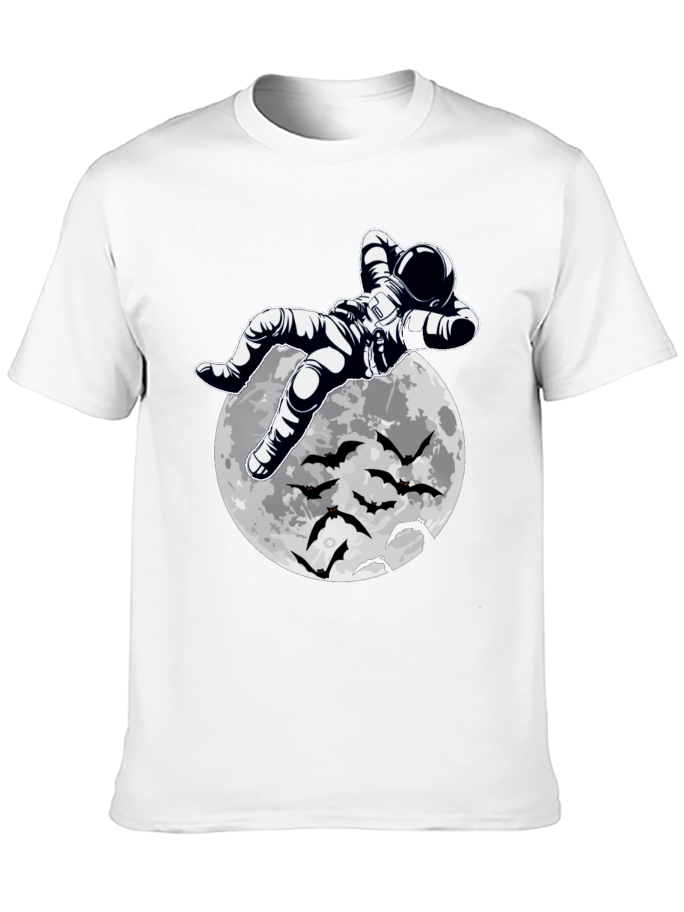 Astronaut Moon & Bats Graphic Print T-Shirt