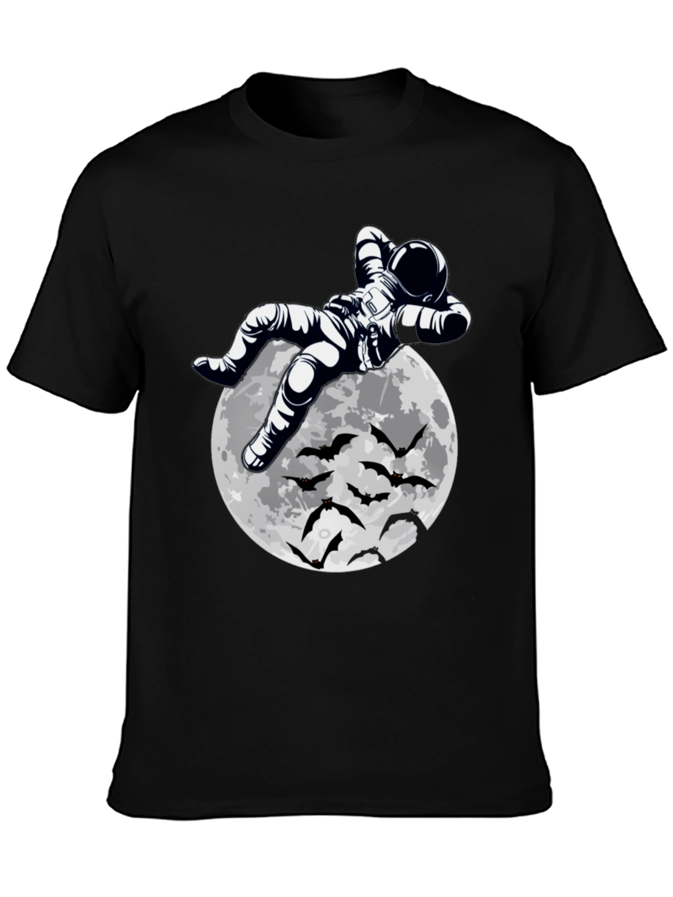 Astronaut Moon & Bats Graphic Print T-Shirt