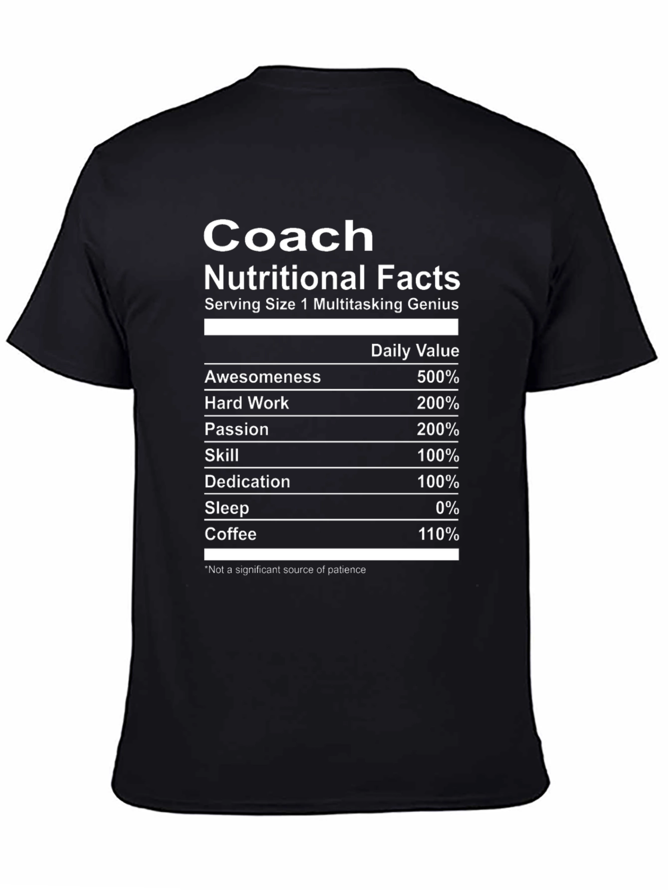 Coach Nutritional Facts T-Shirt - Multitasking Genius Tee