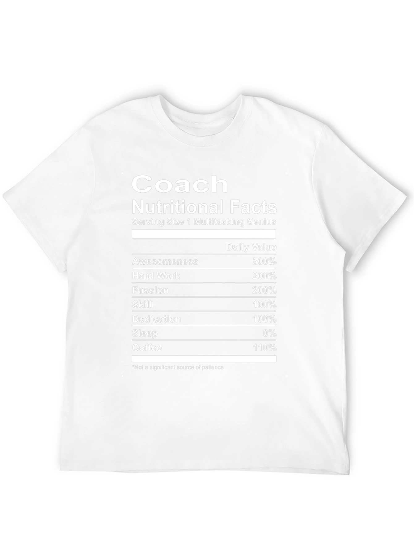 Coach Nutritional Facts T-Shirt - Multitasking Genius Tee