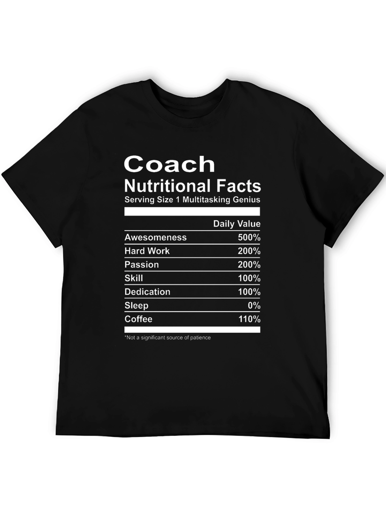 Coach Nutritional Facts T-Shirt - Multitasking Genius Tee