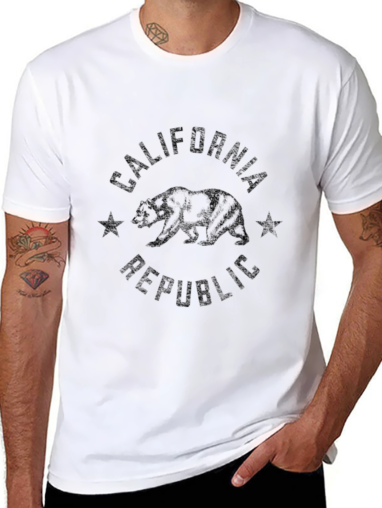 California Republic Bear Graphic Tee - Black