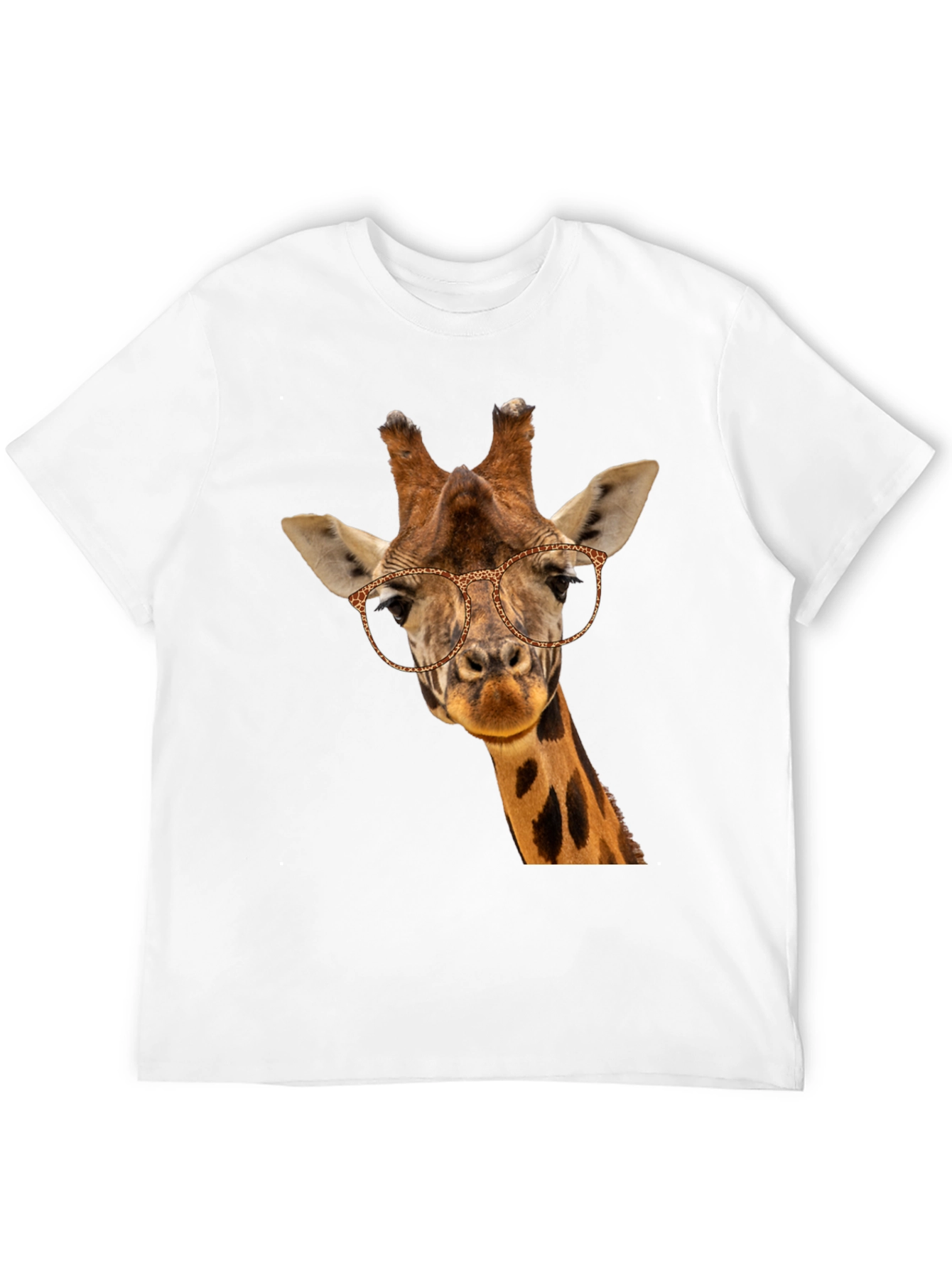 Giraffe with Glasses Black T-Shirt - Novelty Animal Tee