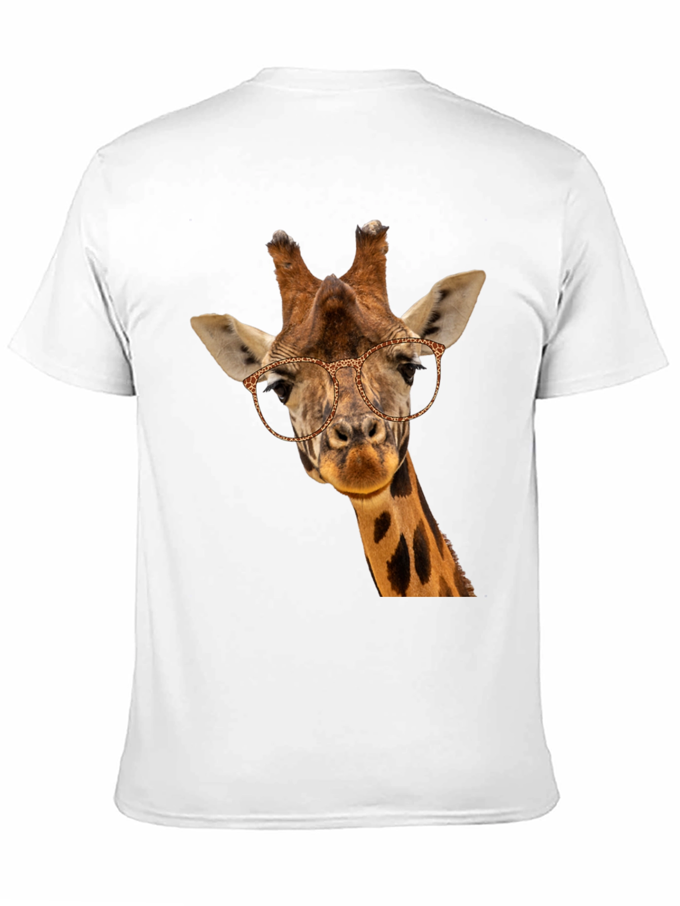Giraffe with Glasses Black T-Shirt - Novelty Animal Tee