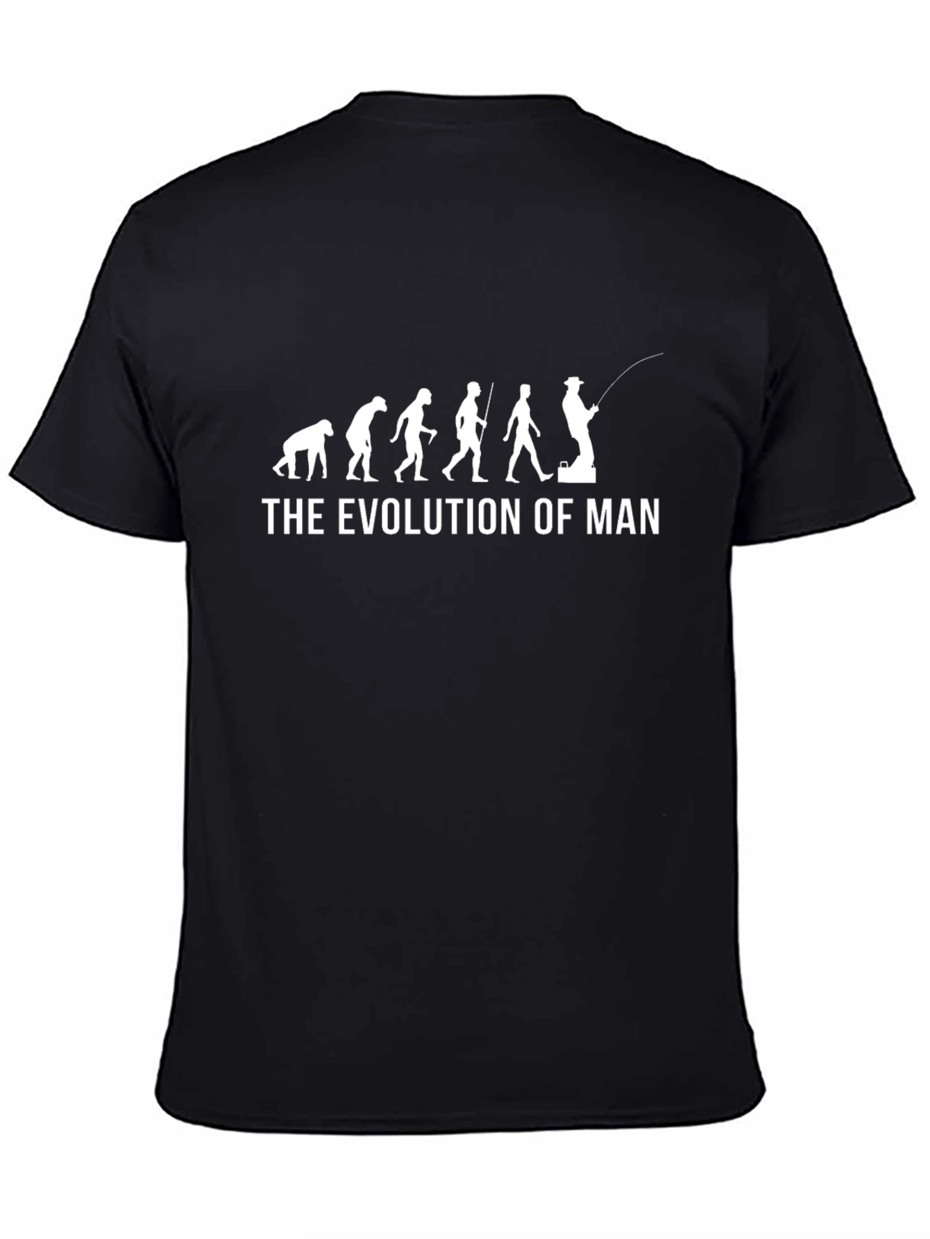 Evolution of Man Fishing T-Shirt - Black